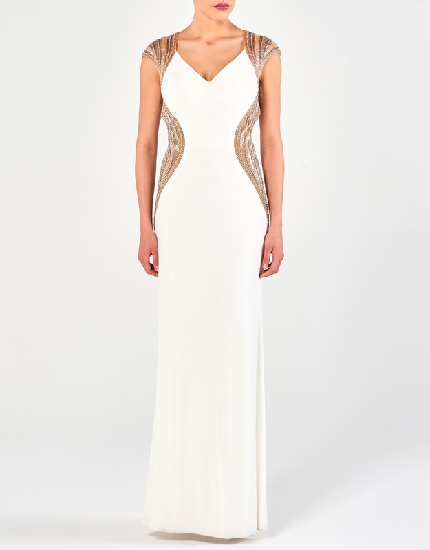 SHEENA - Φόρεμα μακρύ με κέντημα εξώπλατο βραδινό