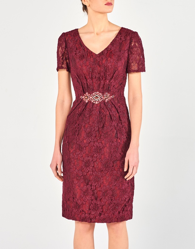 KARIN - Φόρεμα κοντό με δαντέλα και μπορλερό κλασικό