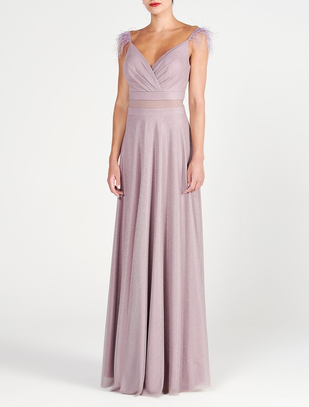 TANISHA - Φόρεμα βραδινό με φτερά στις τιράντες