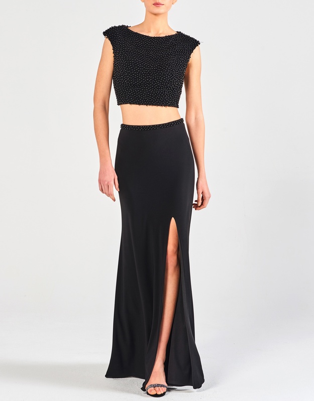 MARJORIE - Φούστα μακριά με τοπ κεντημένο βραδινό