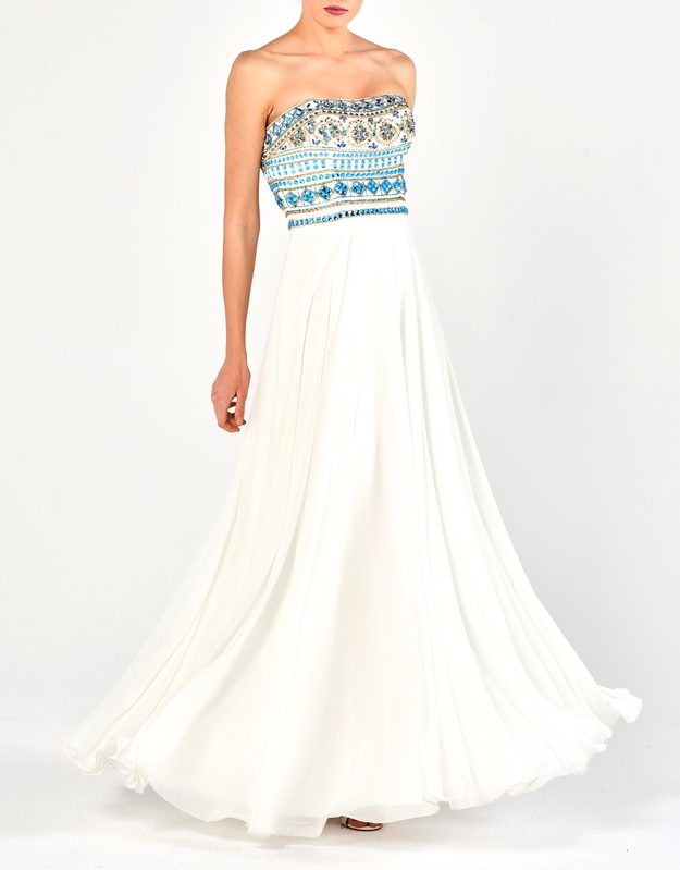 KEISHA - Φόρεμα βραδινό στράπλες με κέντημα