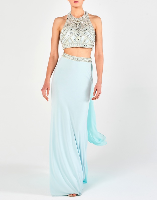 CONSUELO - Φούστα μακριά με τοπ και κέντημα βραδινό