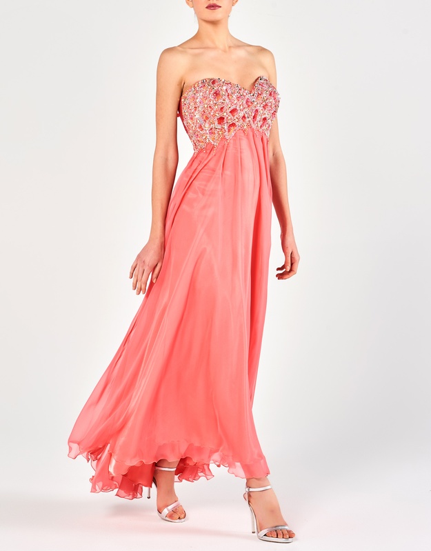 MYRA - Φόρεμα μακρύ με κέντημα βραδινό