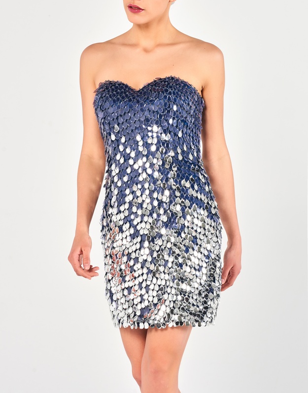 JOSIE - Φόρεμα κοντό στράπλες κεντημένο κοκτέιλ