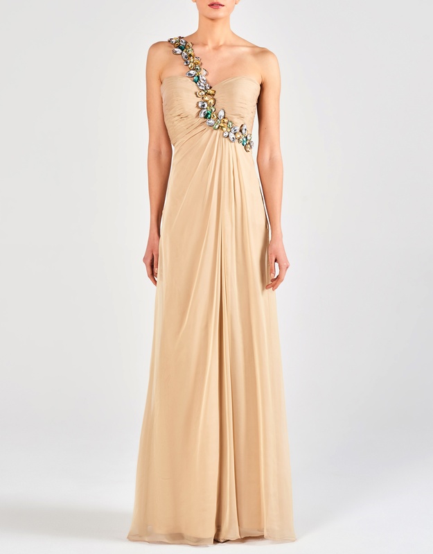 SHANA - Φόρεμα βραδινό με έναν ώμο κεντημένο