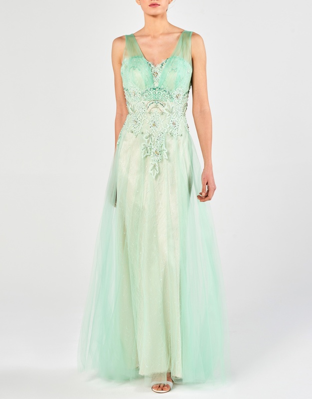 KIMBERLY - Φόρεμα βραδινό μακρύ με κέντημα