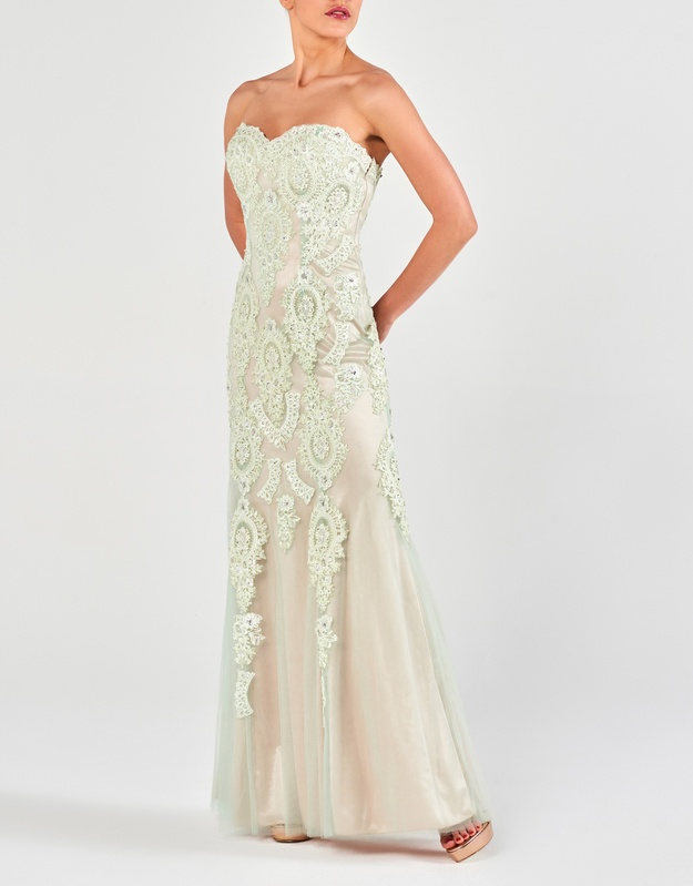 MARIAN - Φόρεμα βραδινό με δαντέλα και κέντημα