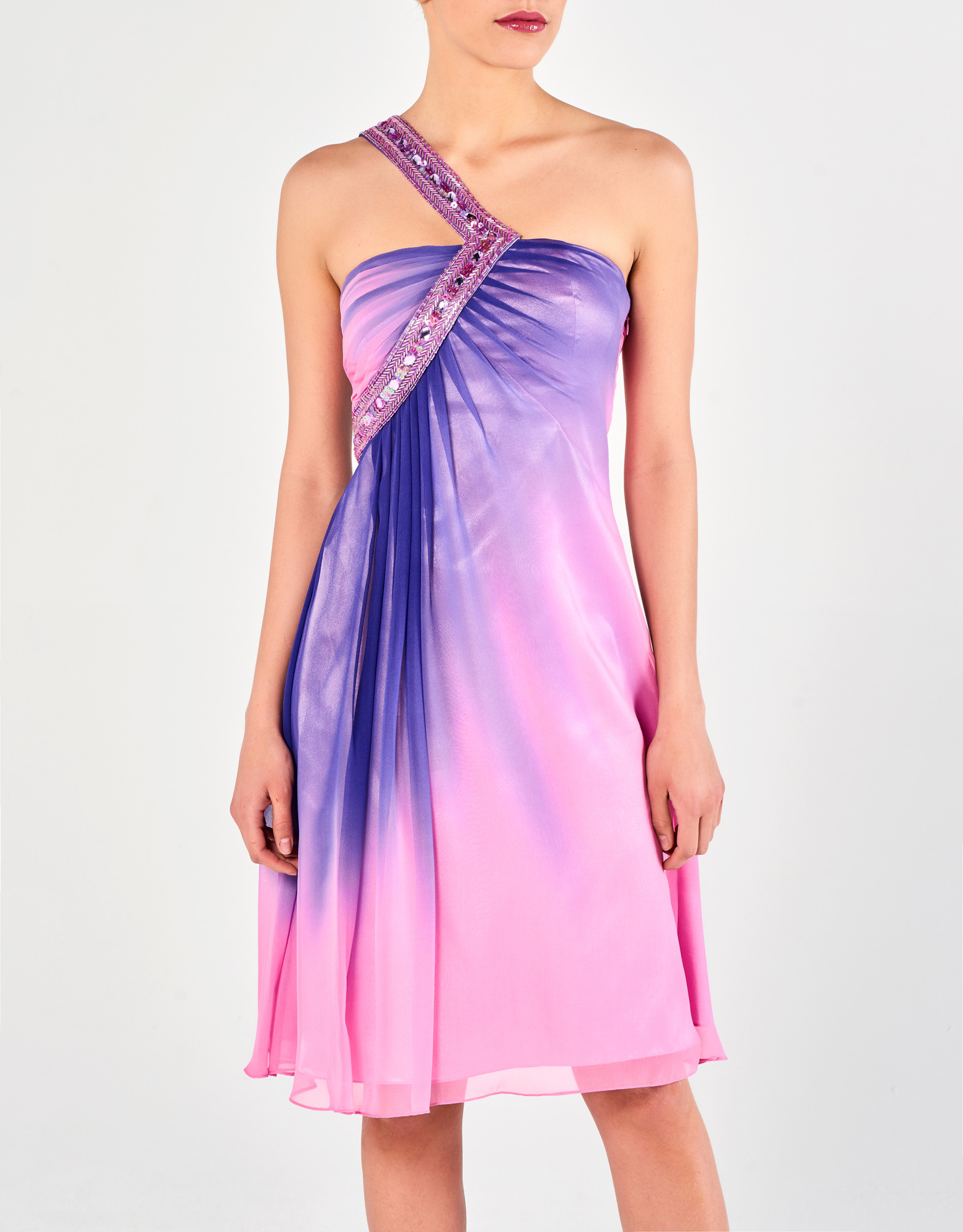 CAITLIN - Φόρεμα κοκτέιλ με έναν ώμο μεταξωτό