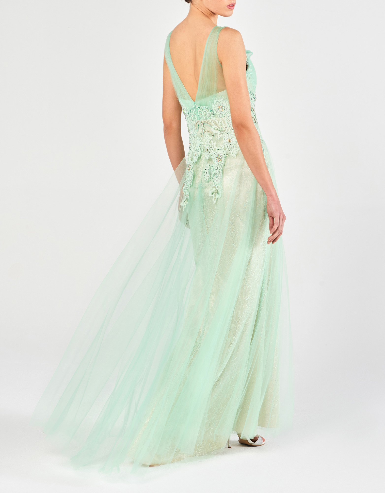 KIMBERLY - Φόρεμα βραδινό μακρύ με κέντημα