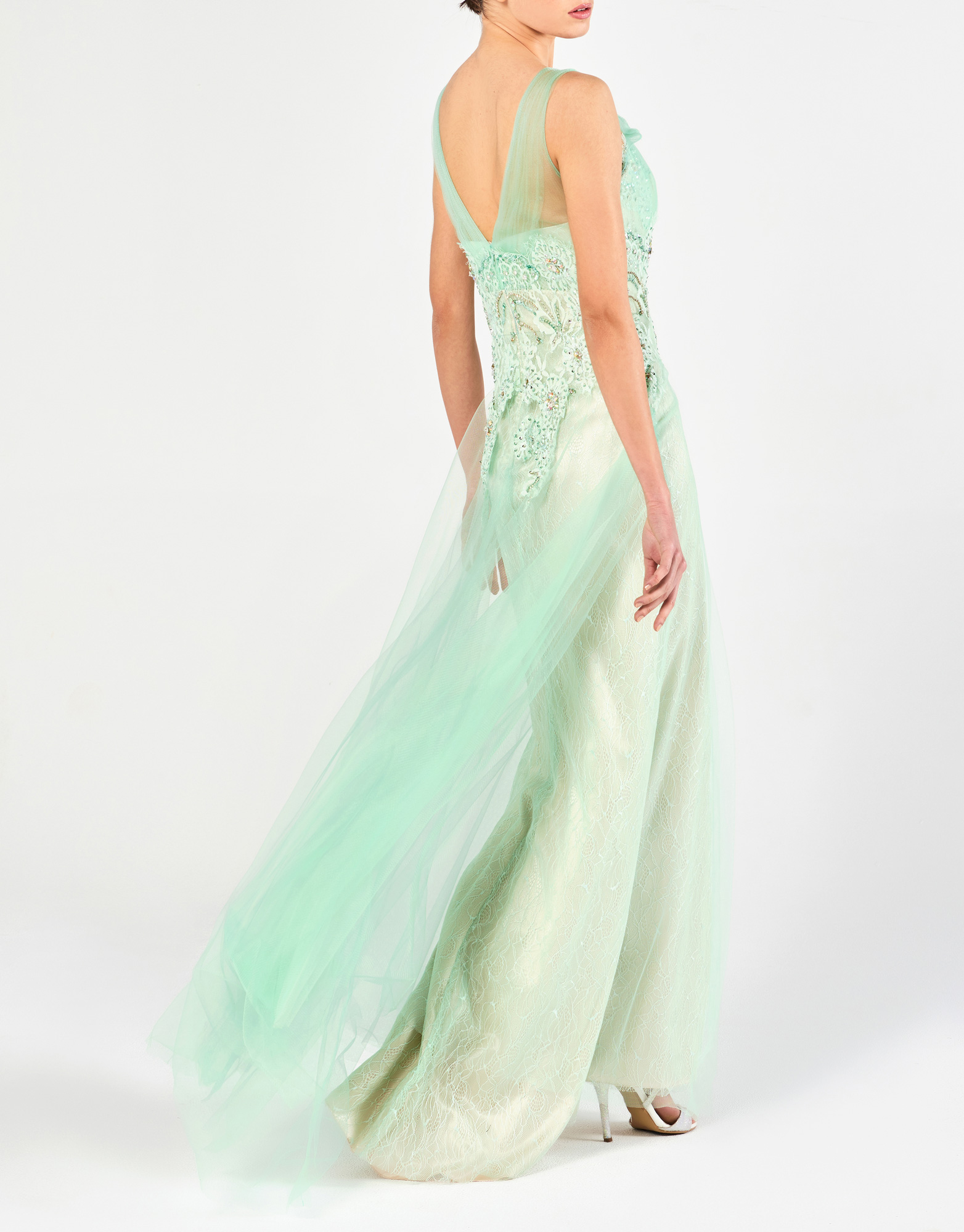 KIMBERLY - Φόρεμα βραδινό μακρύ με κέντημα