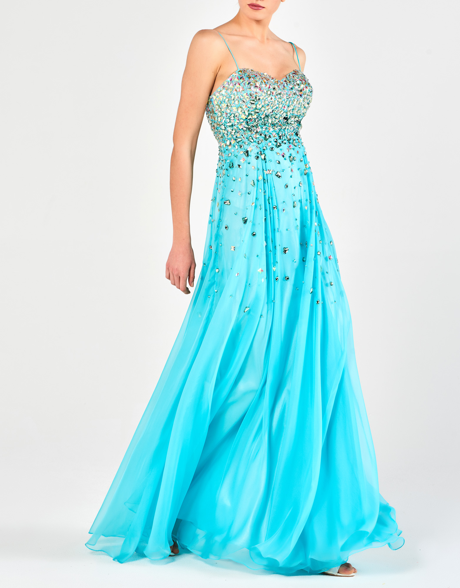 CELIA - Φόρεμα μακρύ στράπλες με κέντημα βραδινό