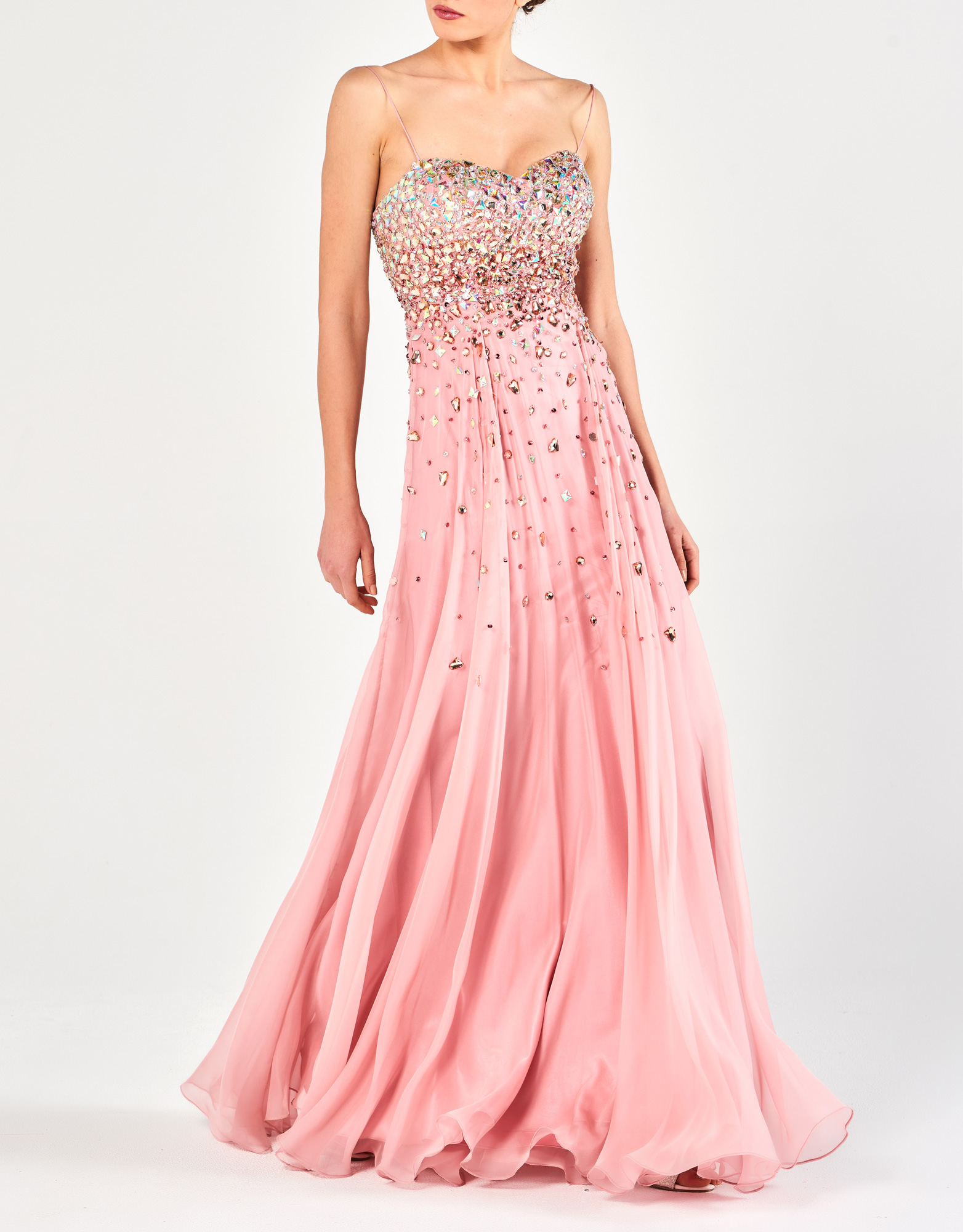 CELIA - Φόρεμα μακρύ στράπλες με κέντημα βραδινό