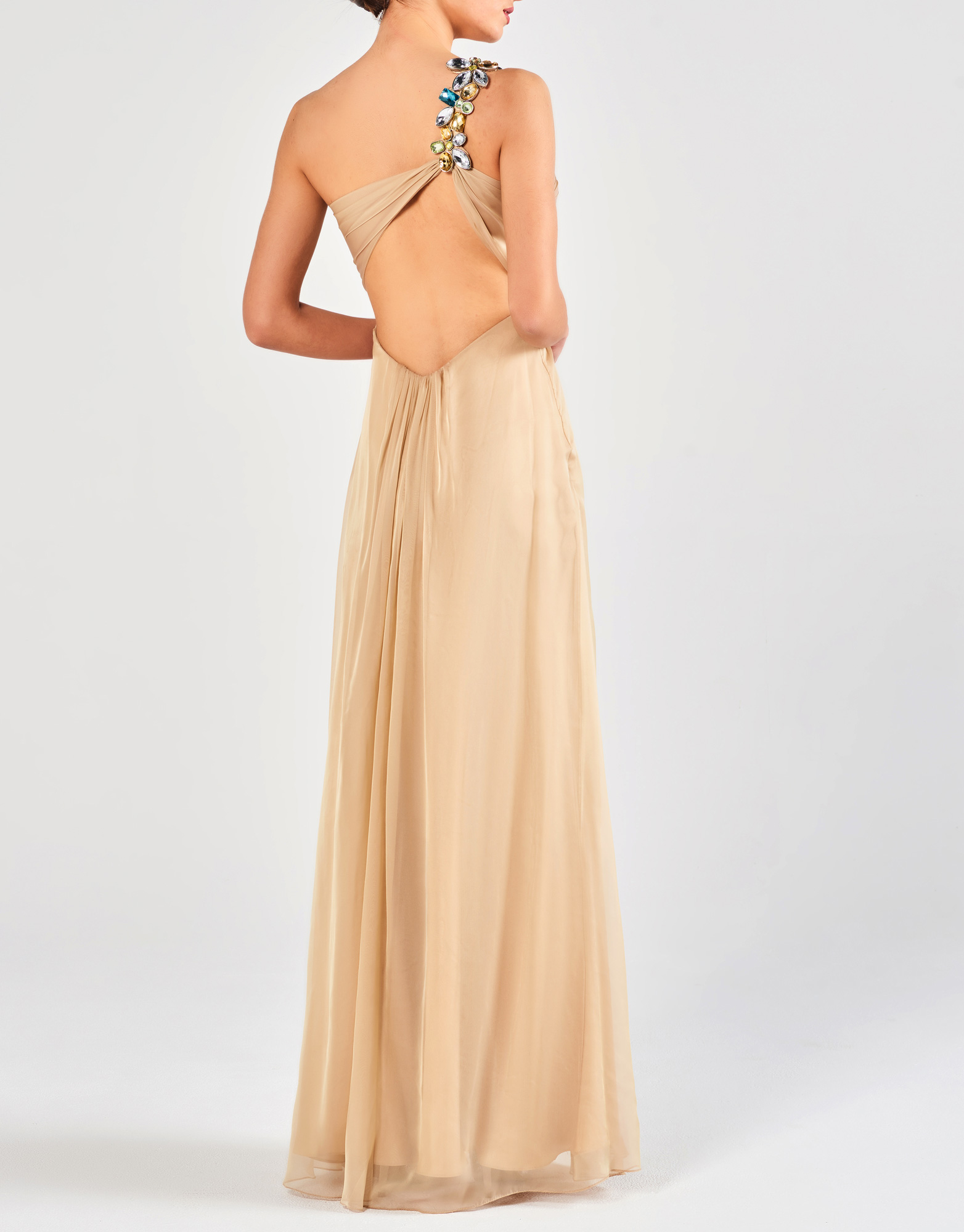 SHANA - Φόρεμα βραδινό με έναν ώμο κεντημένο