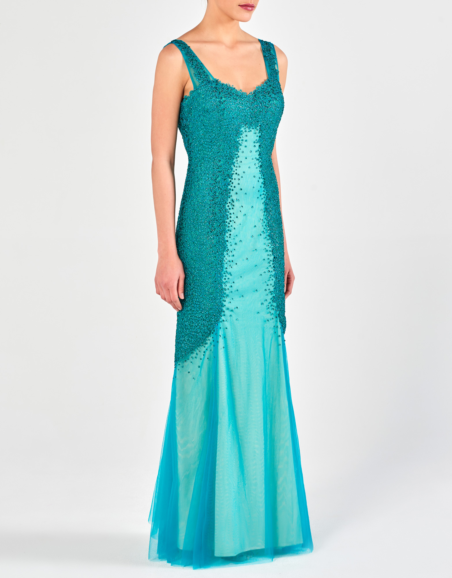 SHELLY - Φόρεμα μακρύ με κέντημα βραδινό κλασικό