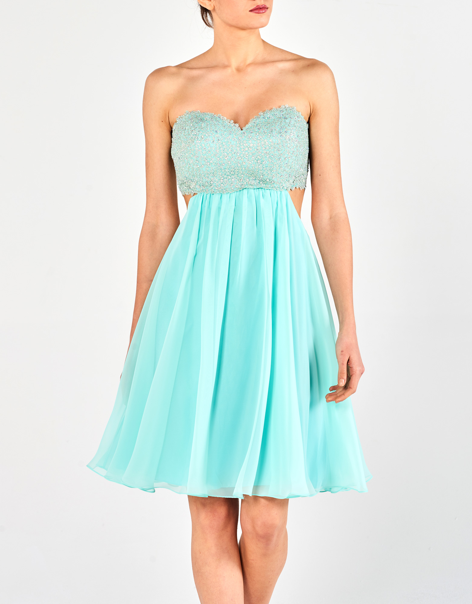 SALLIE - Φόρεμα κοκτέιλ κοντό εξώπλατο με κέντημα