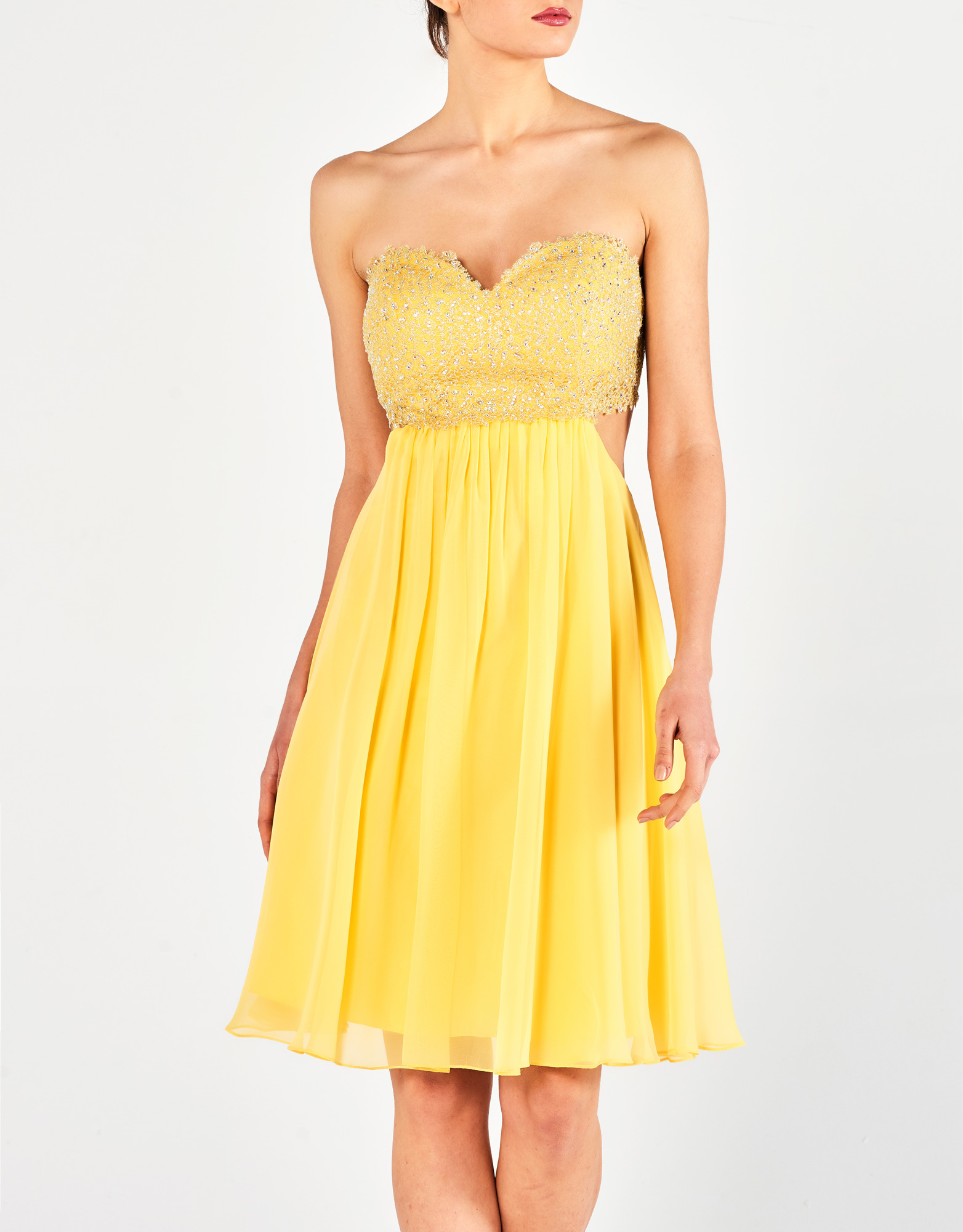 SALLIE - Φόρεμα κοκτέιλ κοντό εξώπλατο με κέντημα