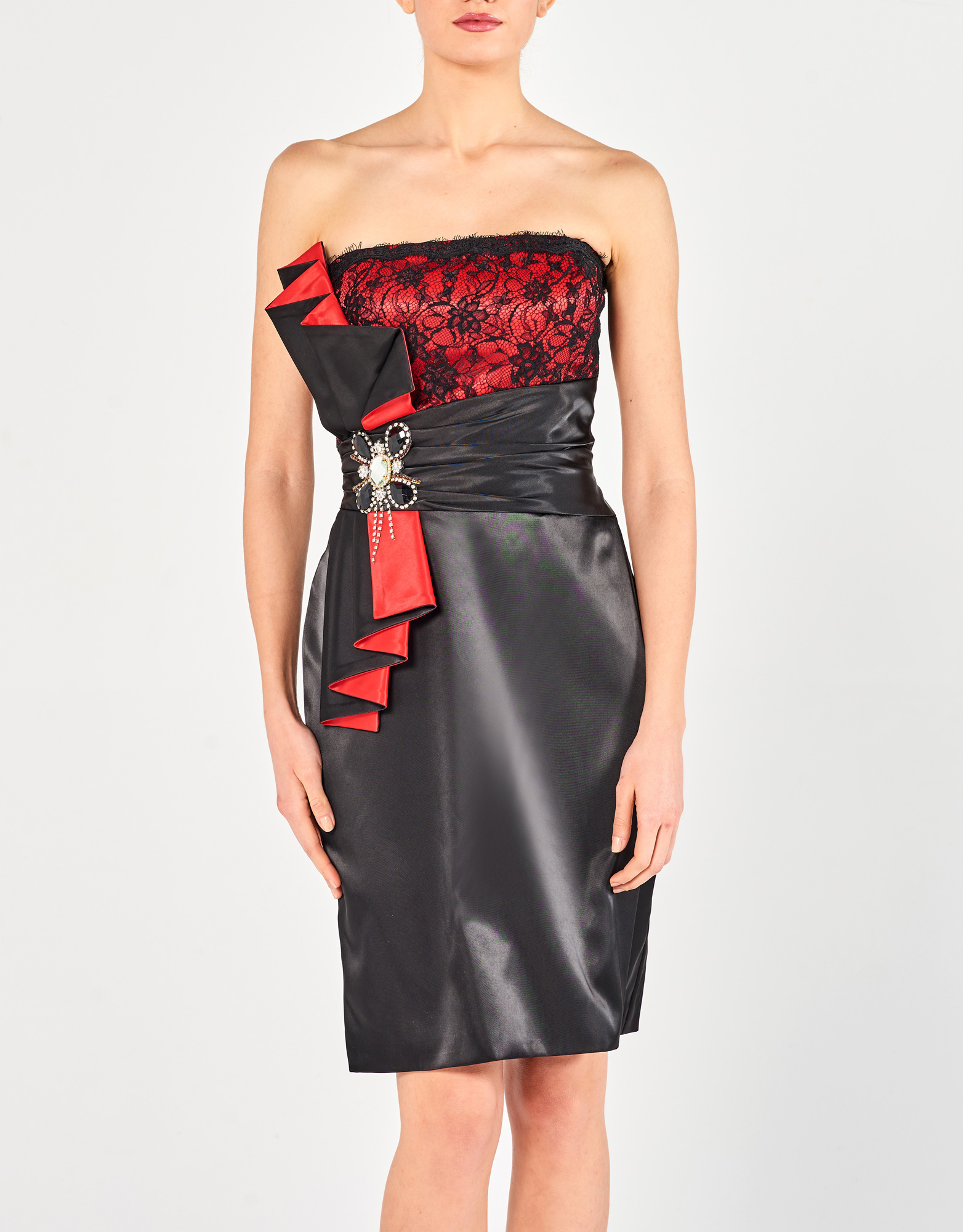 BERNADETTE - Φόρεμα κοντό με δαντέλα κοκτέιλ