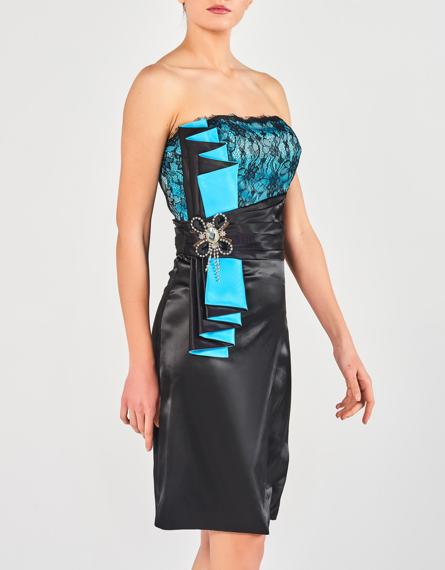 BERNADETTE - Φόρεμα κοντό με δαντέλα κοκτέιλ