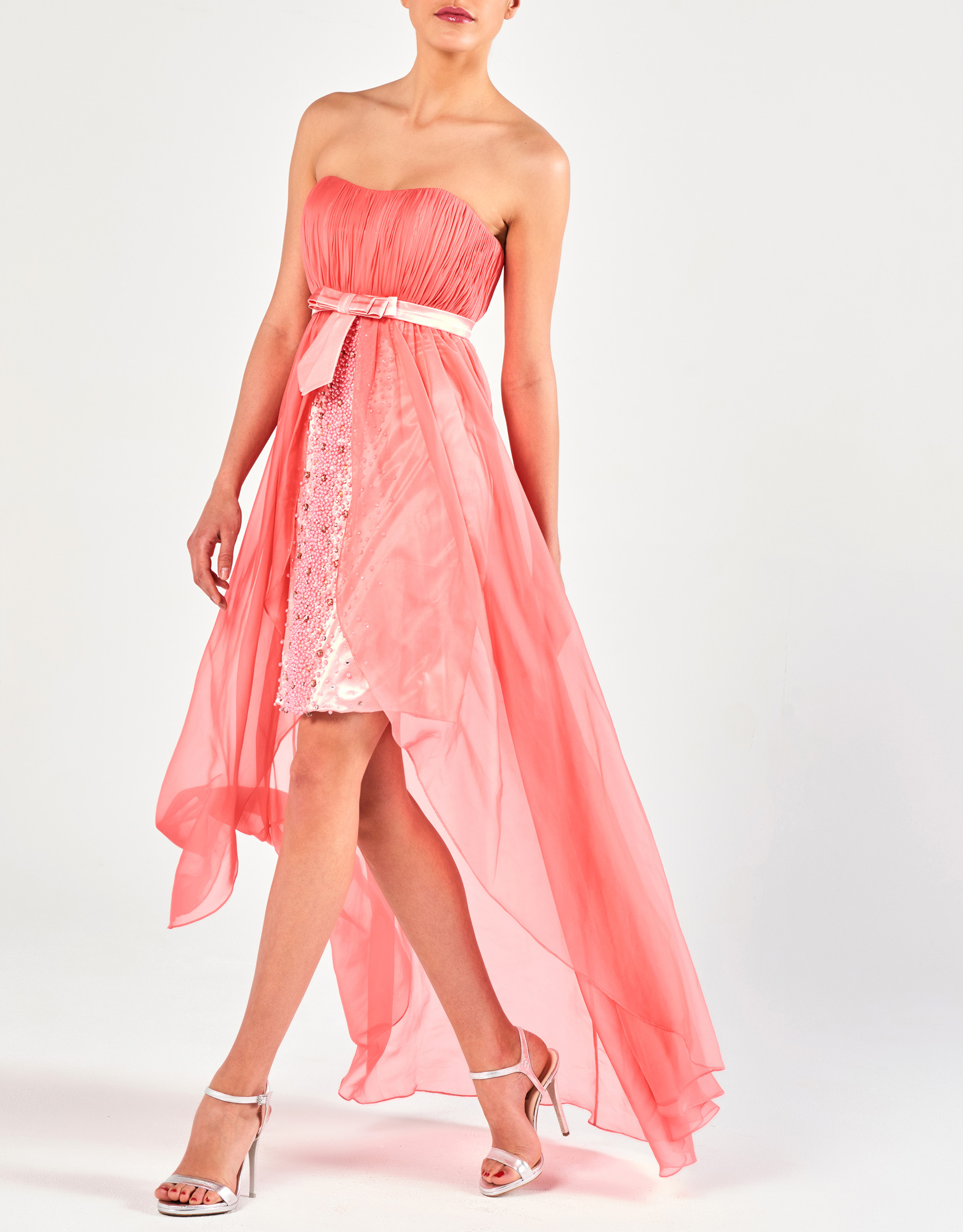 MABEL - Φόρεμα βραδινό ασύμμετρο με κέντημα