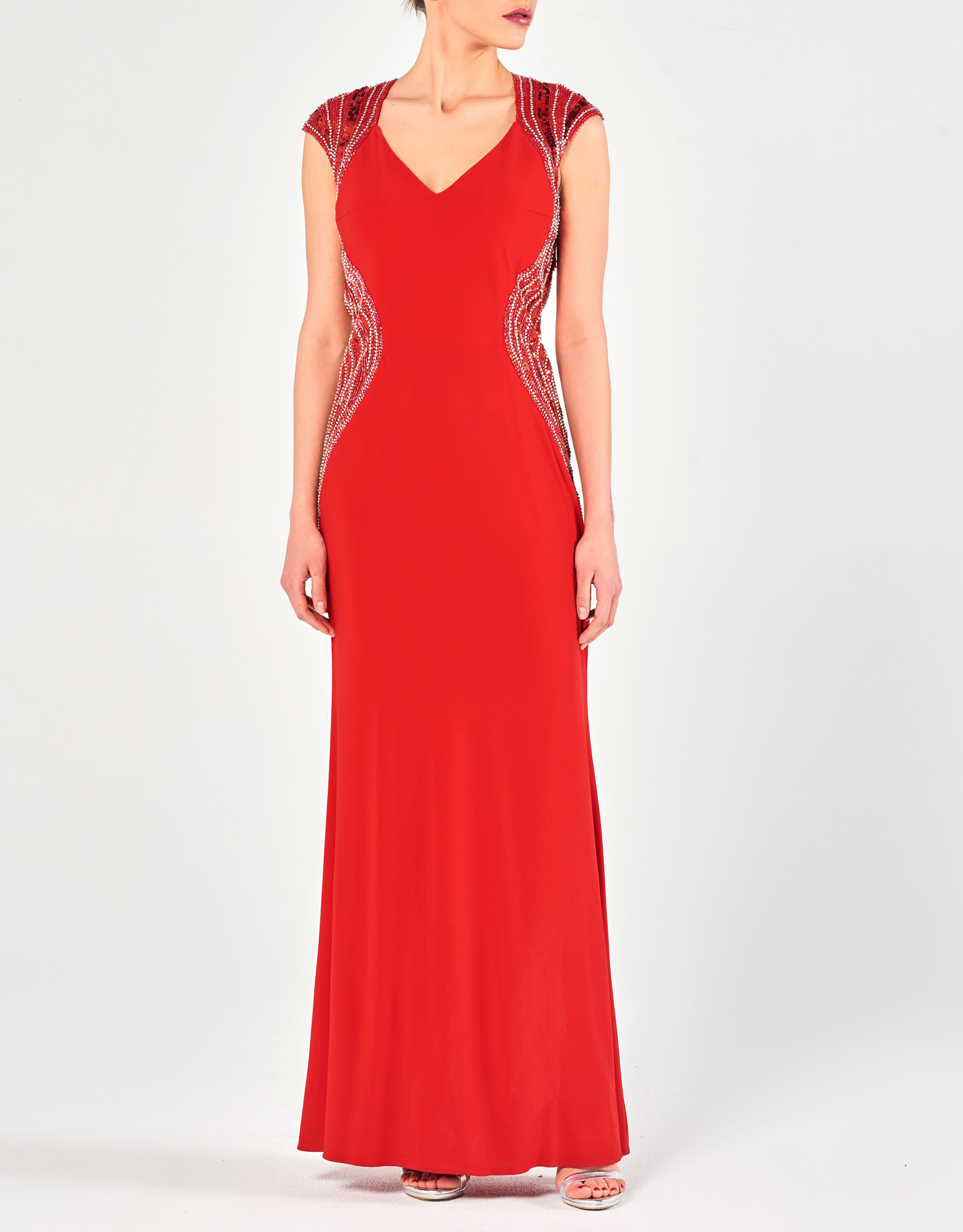 SHEENA - Φόρεμα μακρύ με κέντημα εξώπλατο βραδινό