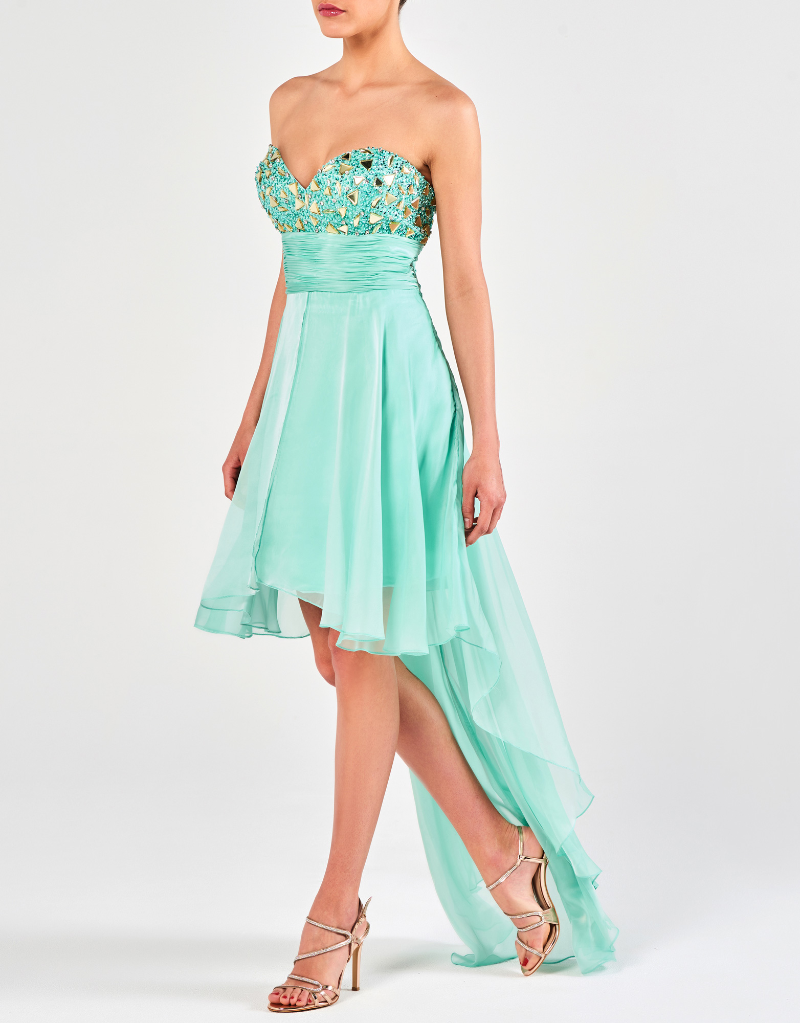 MAGGIE - Φόρεμα ασύμμετρο με κέντημα βραδινό