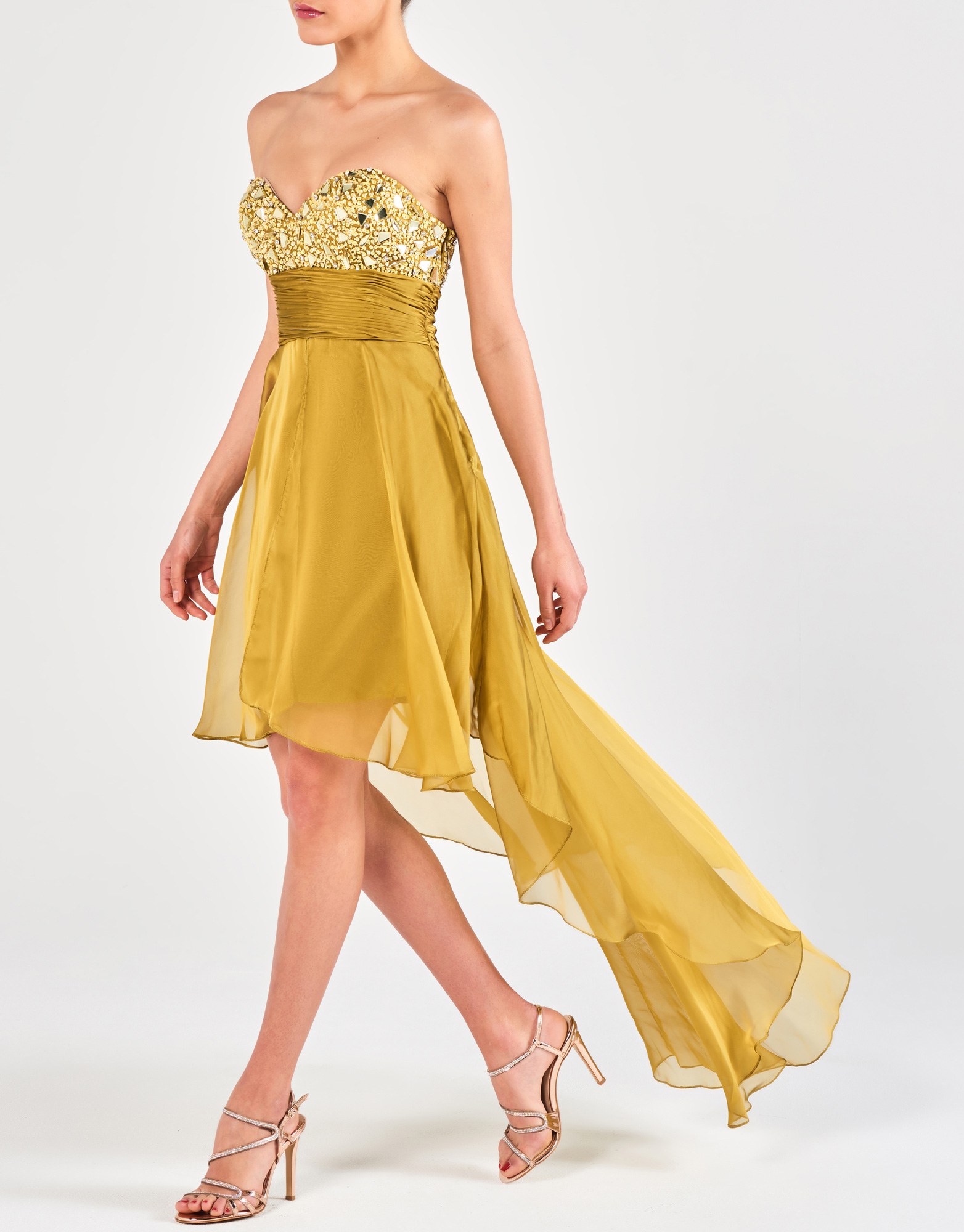 MAGGIE - Φόρεμα ασύμμετρο με κέντημα βραδινό