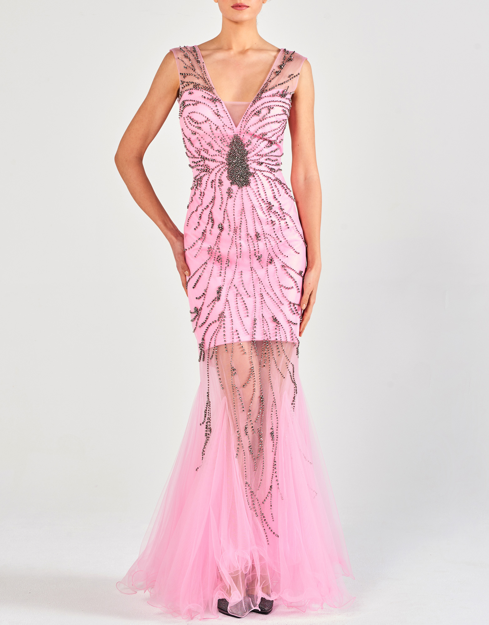 CATHY - Φόρεμα μακρύ με κέντημα βραδινό