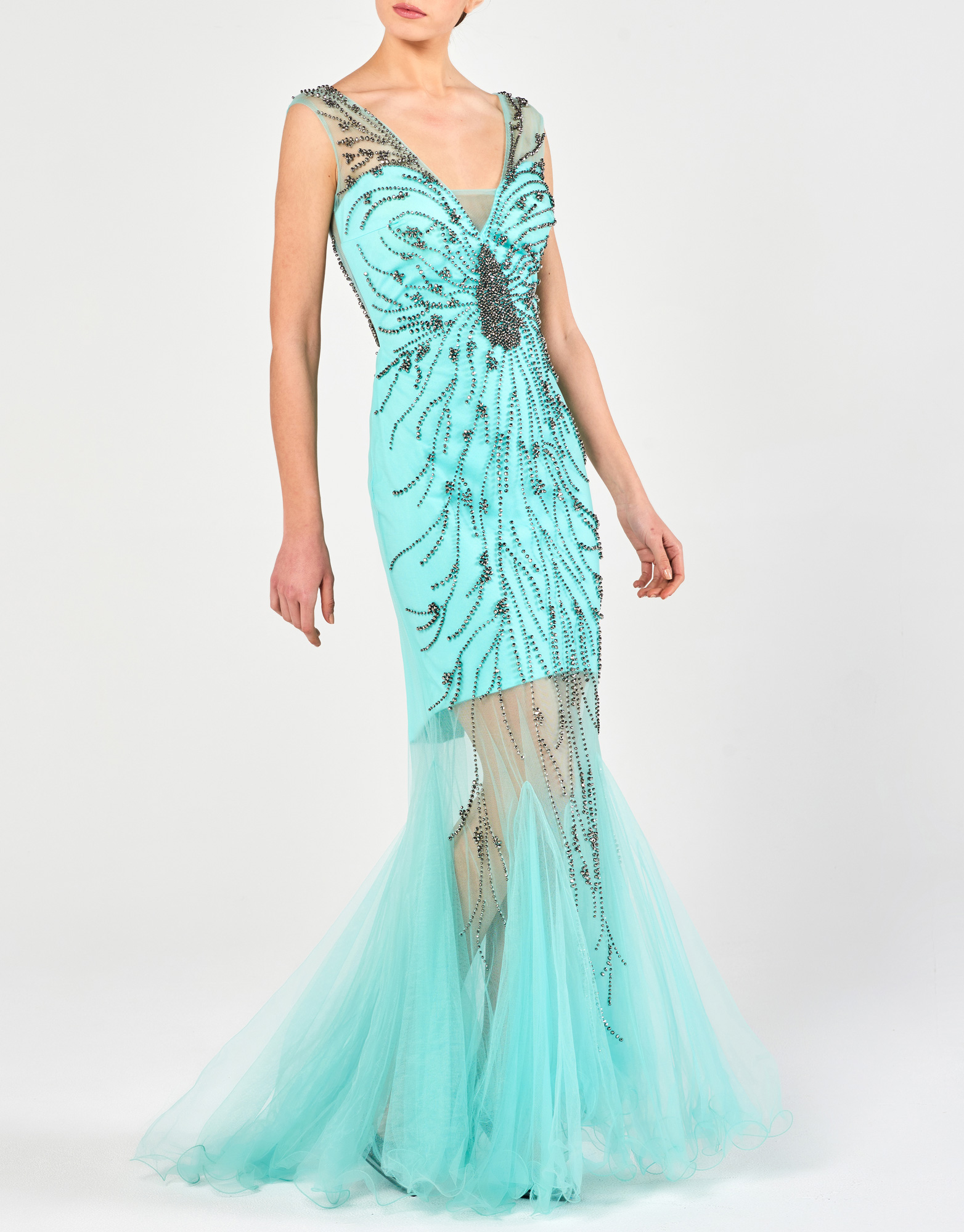 CATHY - Φόρεμα μακρύ με κέντημα βραδινό