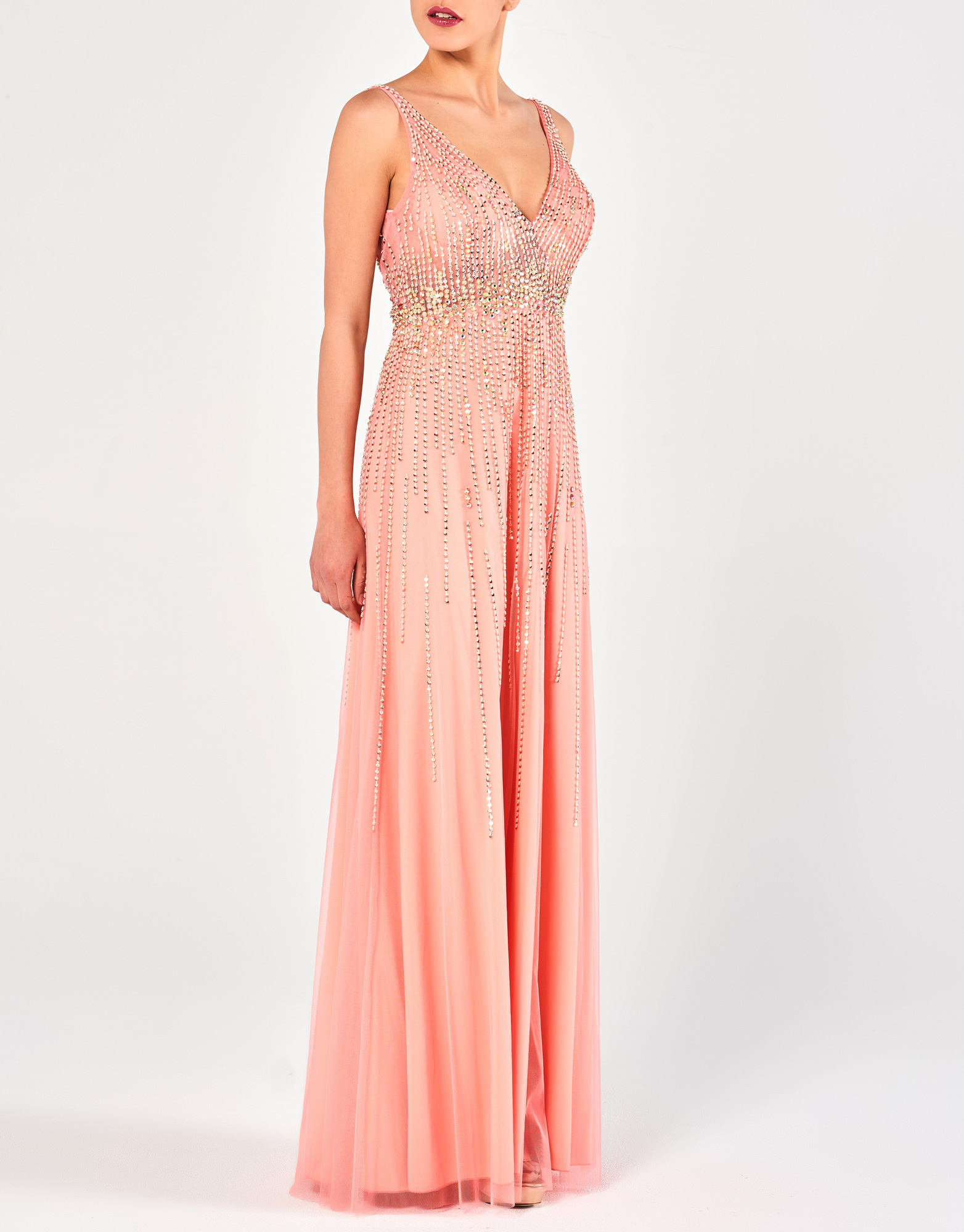 LUCILE - Φόρεμα μακρύ με κέντημα βραδινό