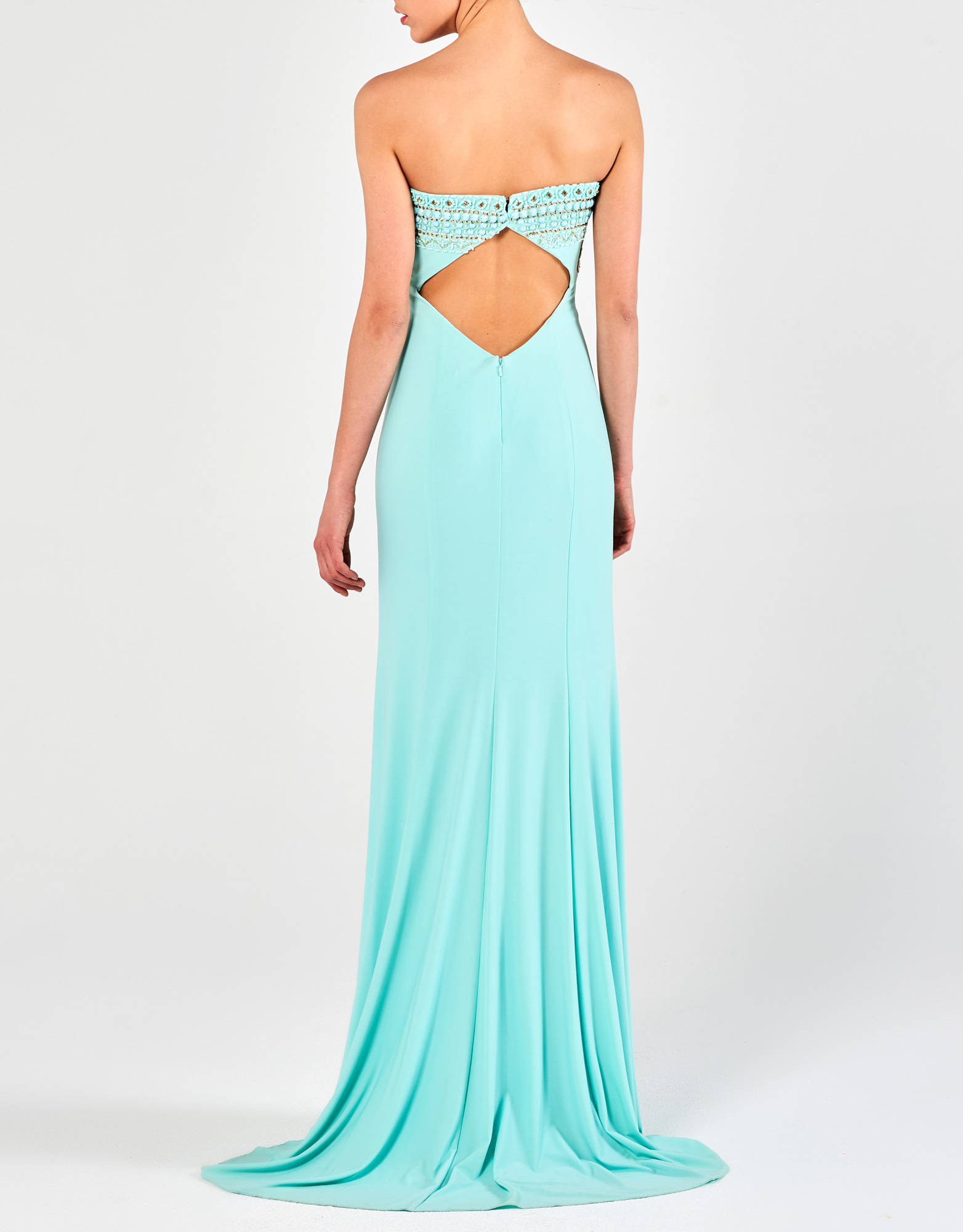 NELL - Φόρεμα μακρύ στράπλες με κέντημα βραδινό