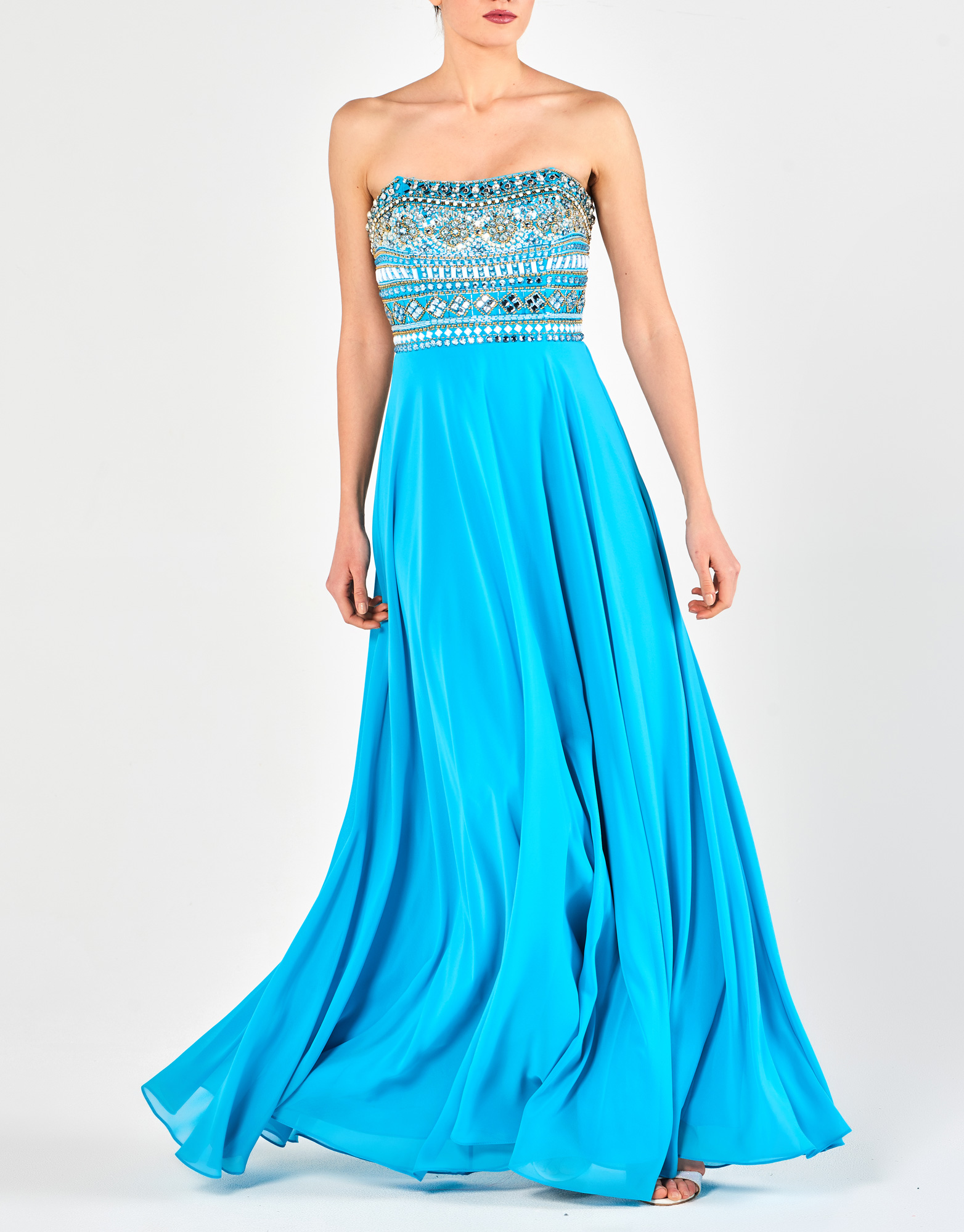 KEISHA - Φόρεμα βραδινό στράπλες με κέντημα