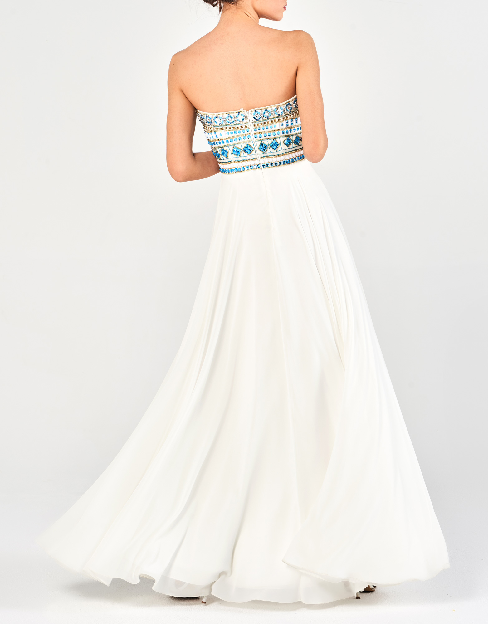 KEISHA - Φόρεμα βραδινό στράπλες με κέντημα