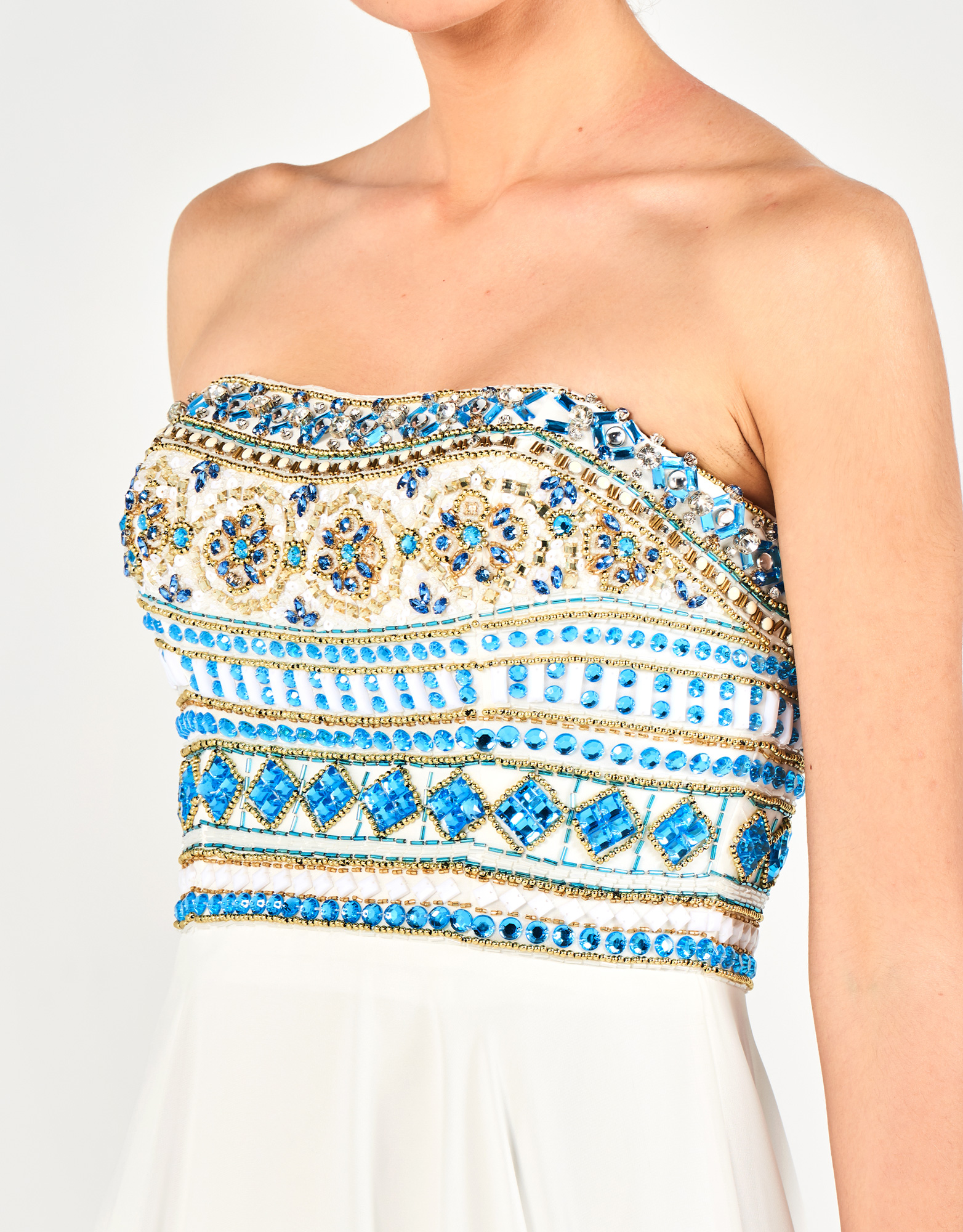 KEISHA - Φόρεμα βραδινό στράπλες με κέντημα