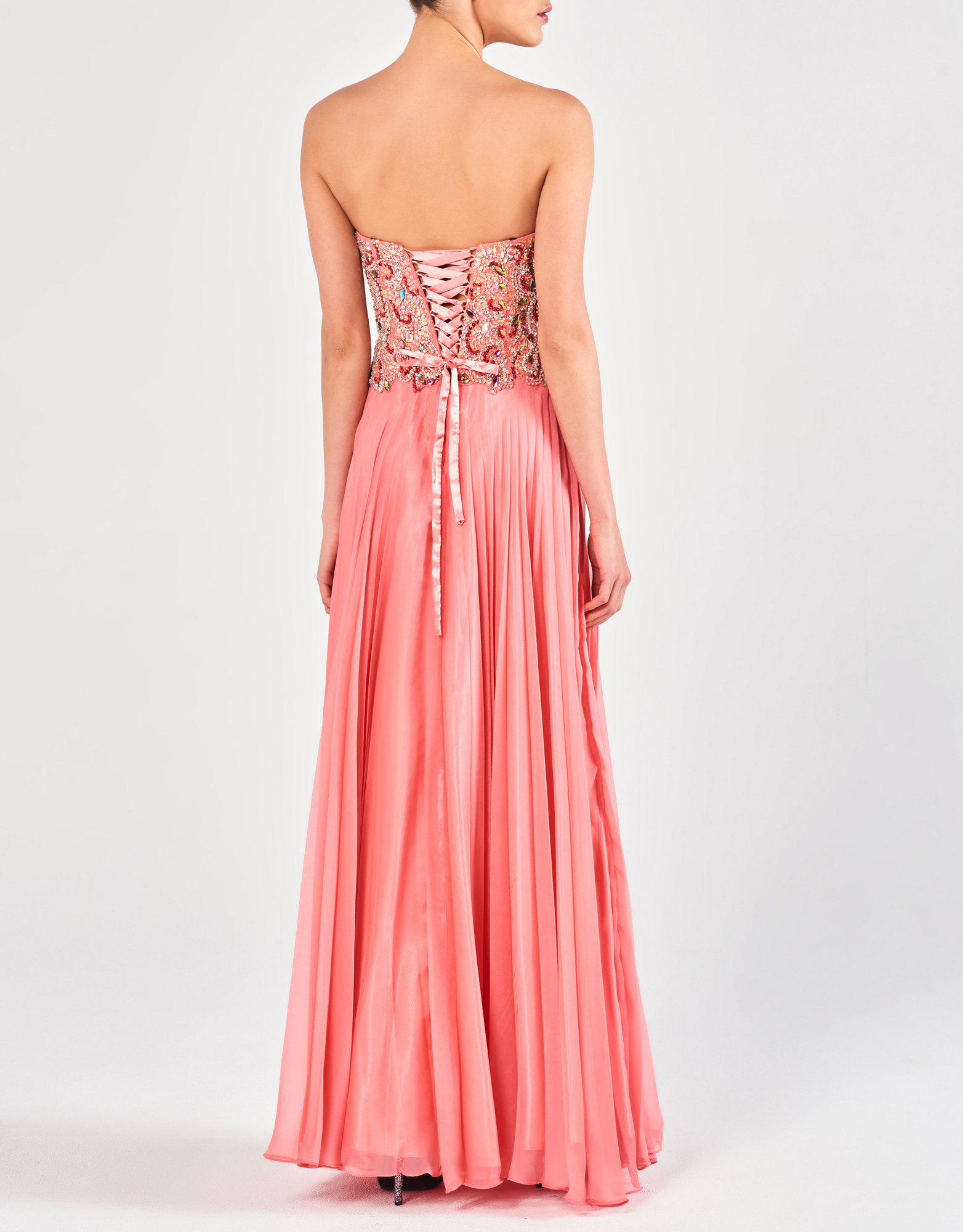 MARISA - Βραδινό φόρεμα μακρύ αέρινο πλισέ από απαλή μουσελίνα