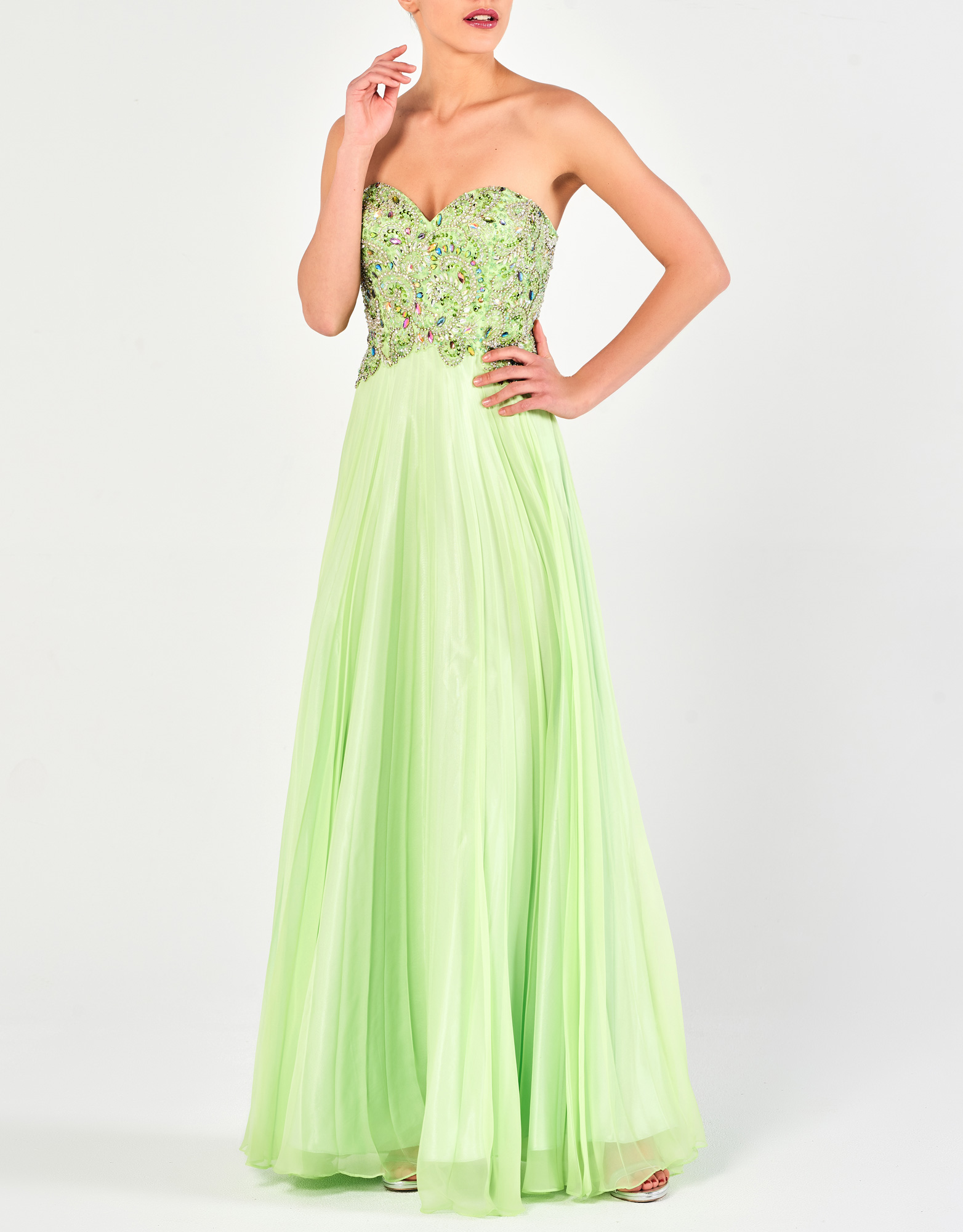 MARISA - Βραδινό φόρεμα μακρύ αέρινο πλισέ από απαλή μουσελίνα