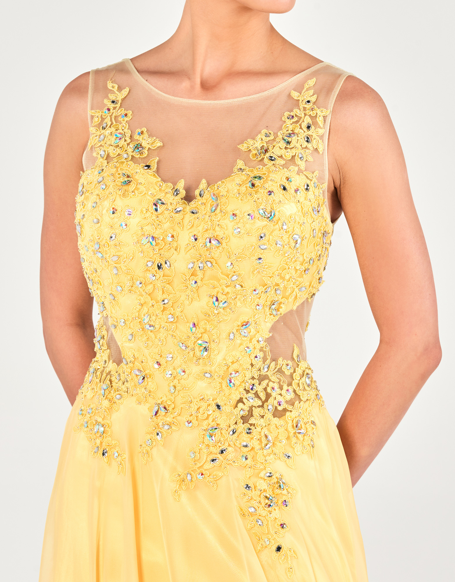 ROSA - Φόρεμα βραδινό με δαντέλα και κέντημα