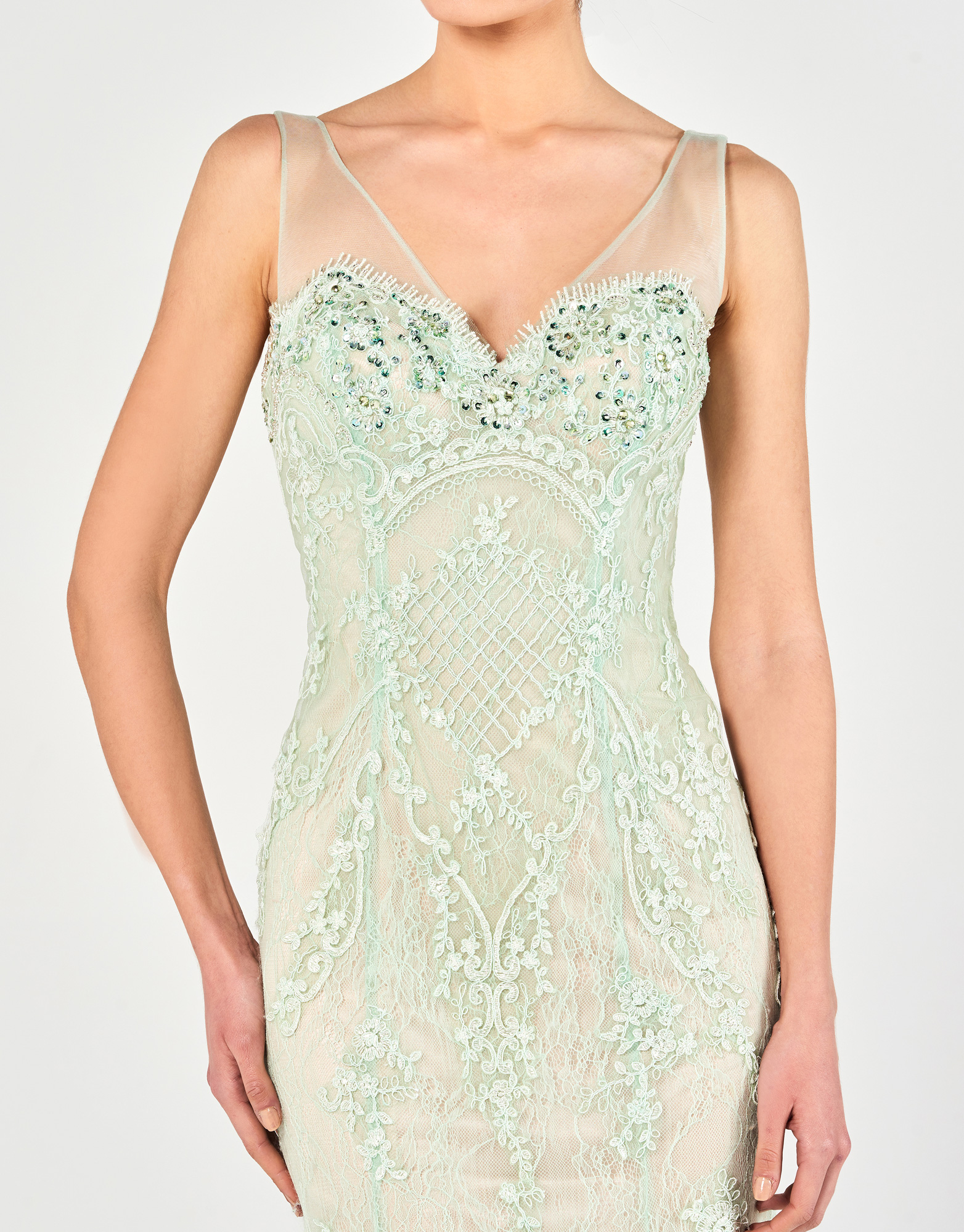 LAUREN - Φόρεμα μακρύ με δαντέλα βραδινό