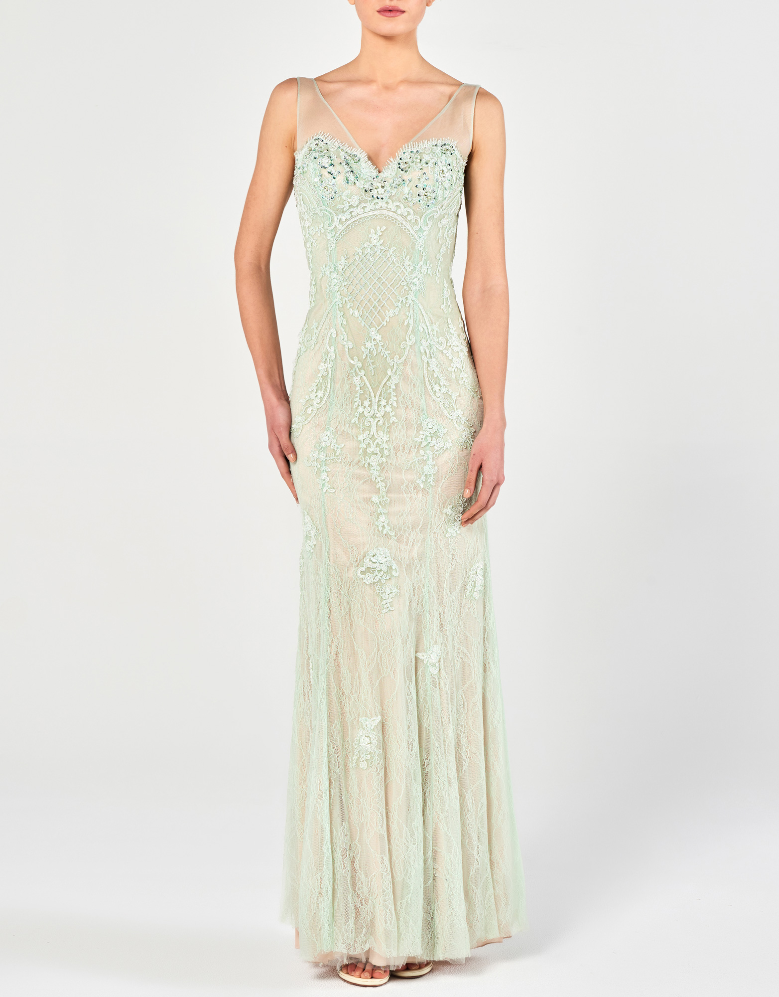 LAUREN - Φόρεμα μακρύ με δαντέλα βραδινό