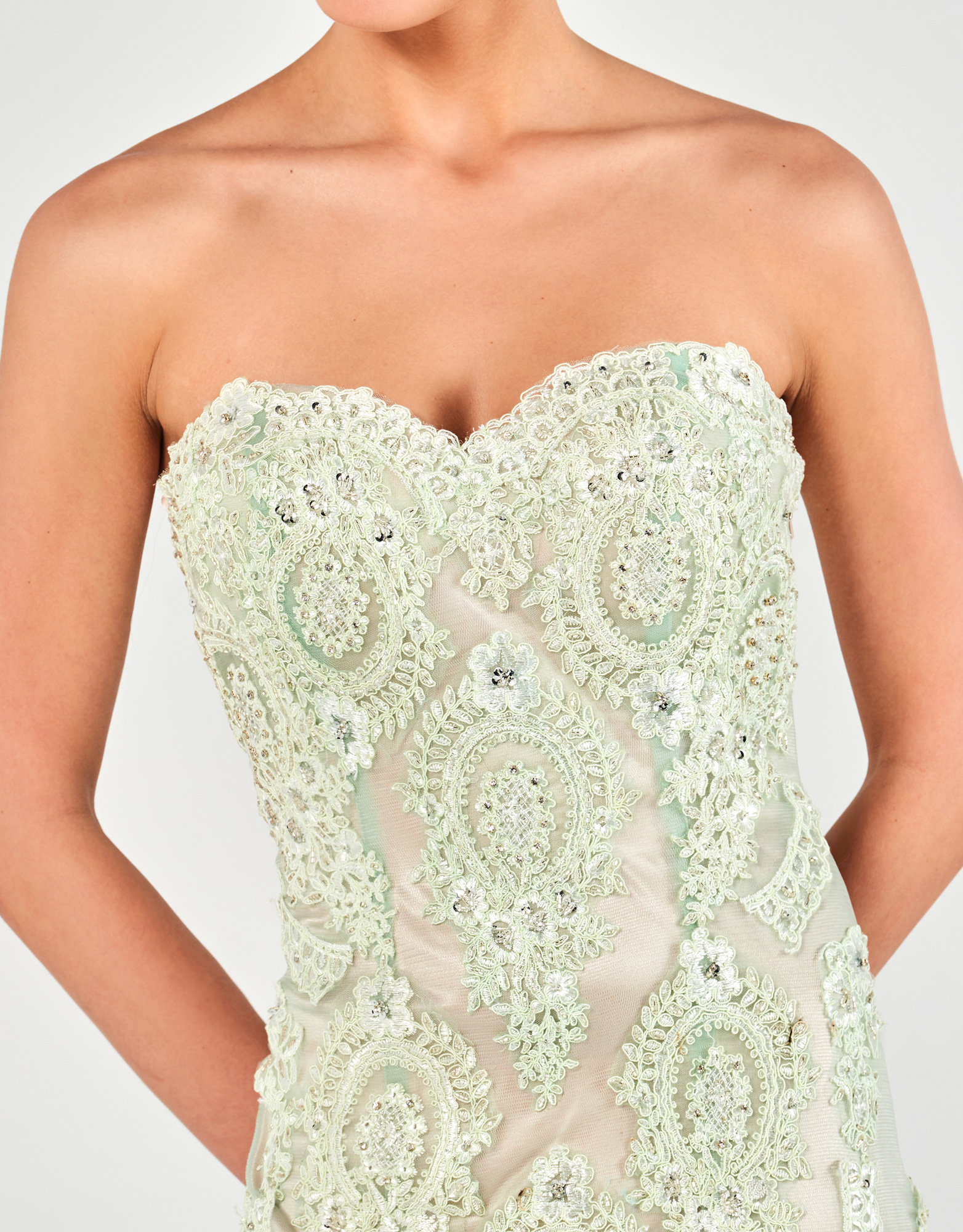 MARIAN - Φόρεμα βραδινό με δαντέλα και κέντημα