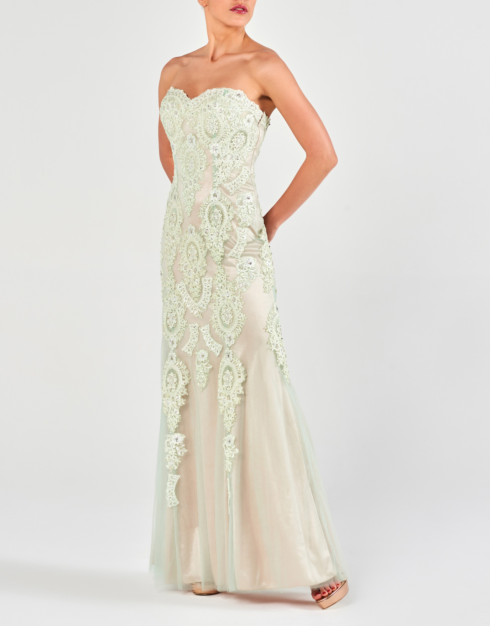 MARIAN - Φόρεμα βραδινό με δαντέλα και κέντημα