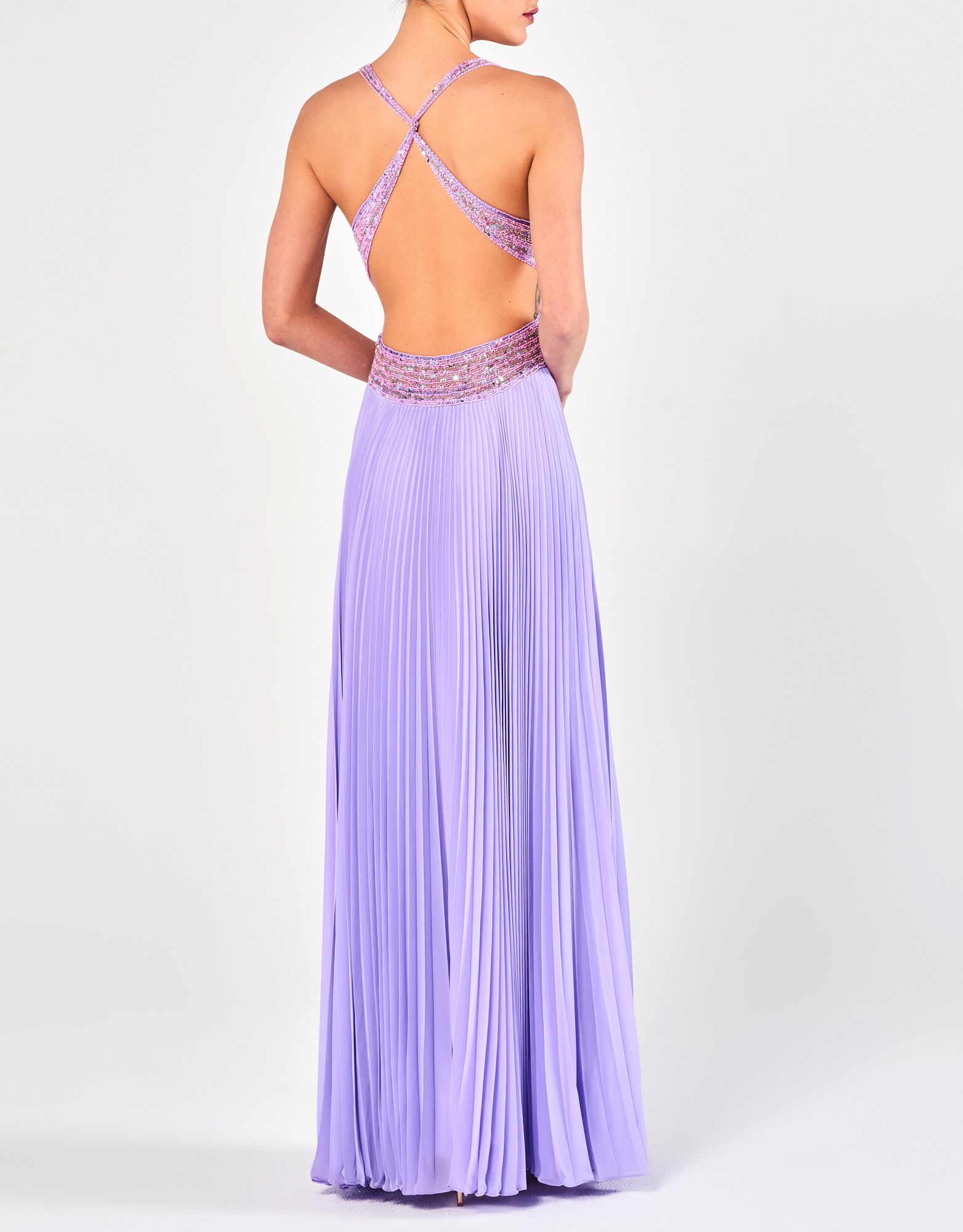 DEANA - Φόρεμα μακρύ πλισσέ εξώπλατο βραδινό