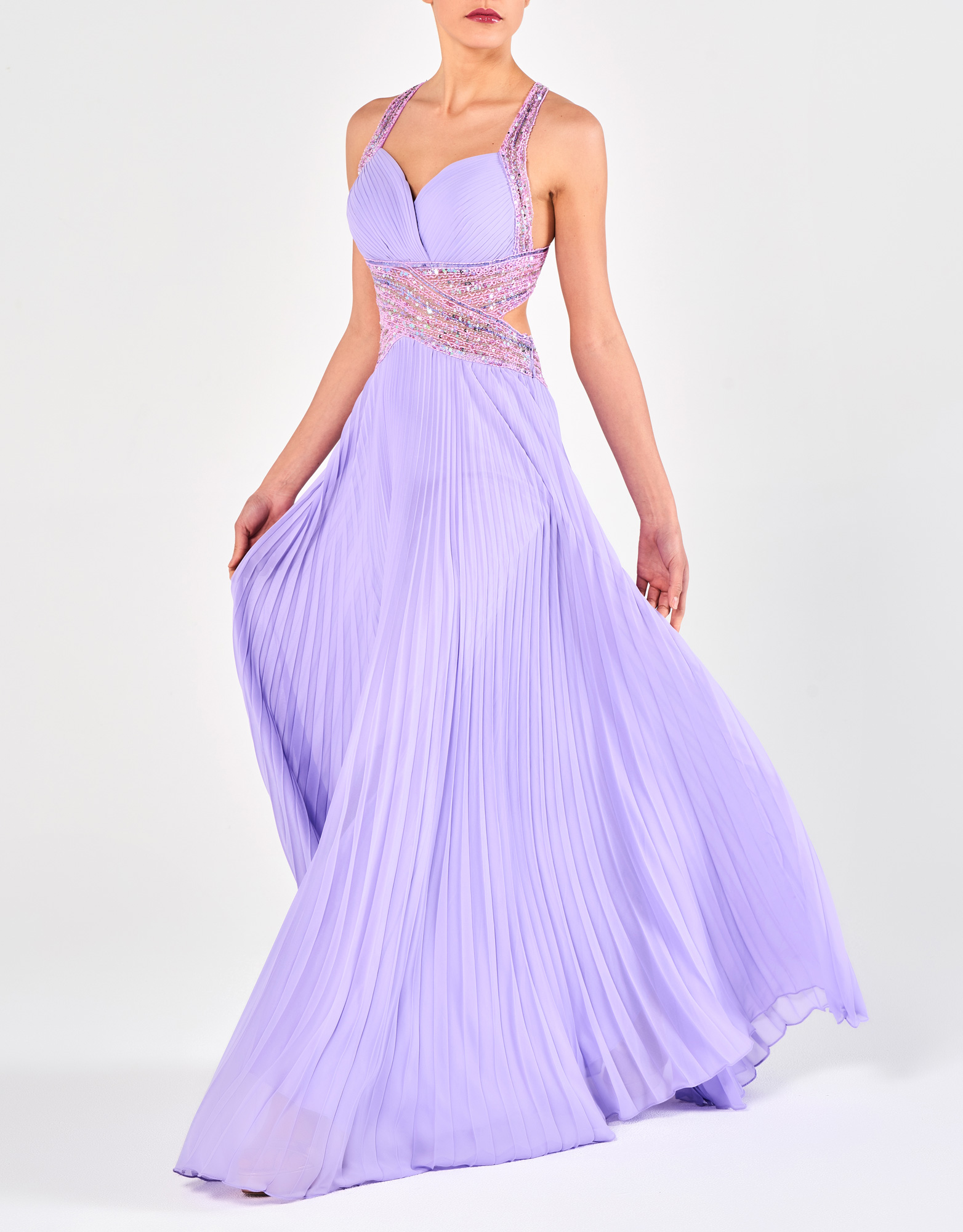 DEANA - Φόρεμα μακρύ πλισσέ εξώπλατο βραδινό