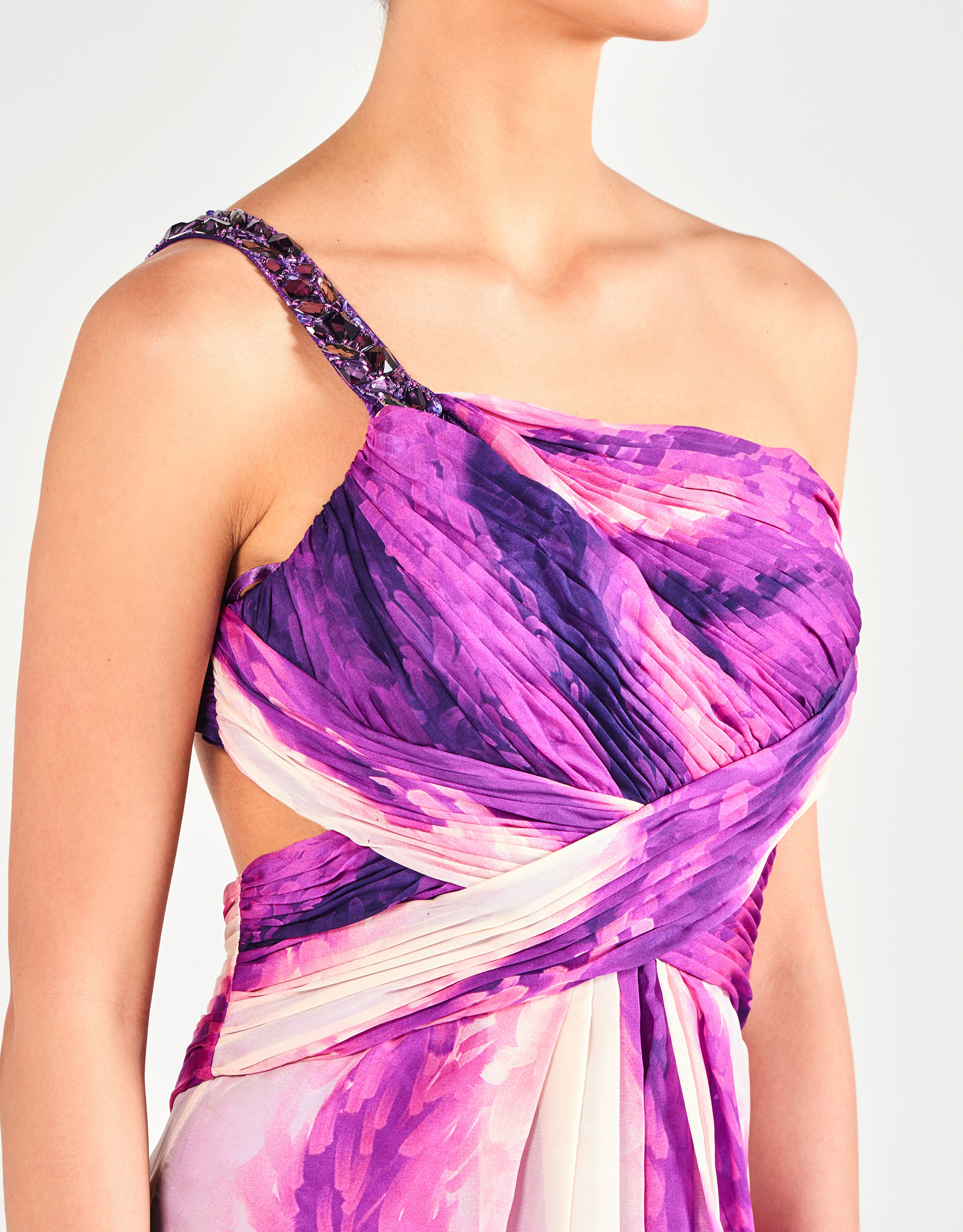 LYNDA - Φόρεμα μακρύ εξώπλατο εμπριμέ βραδινό