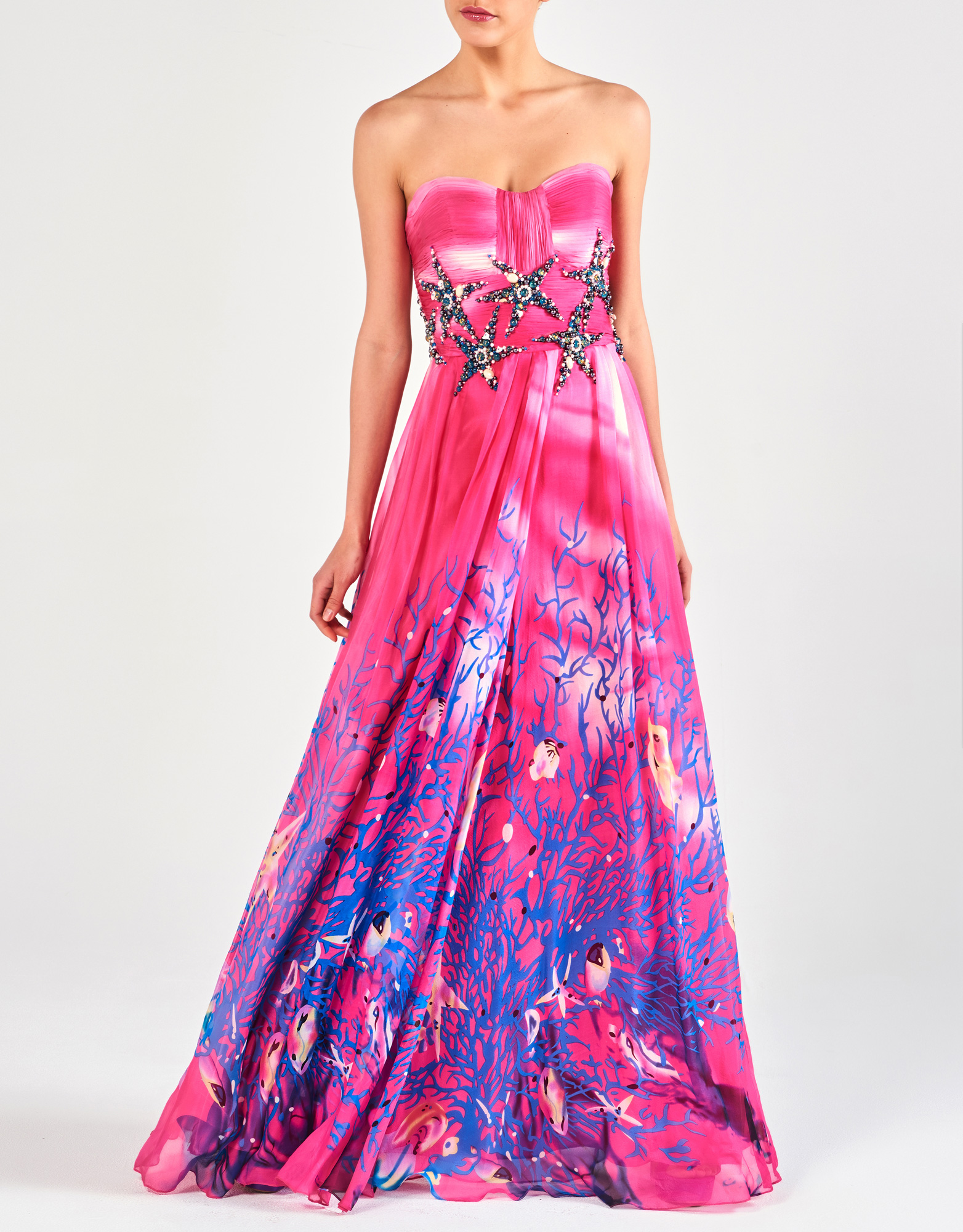 MIRIAM - Φόρεμα μακρύ εμπριμέ στράπλες