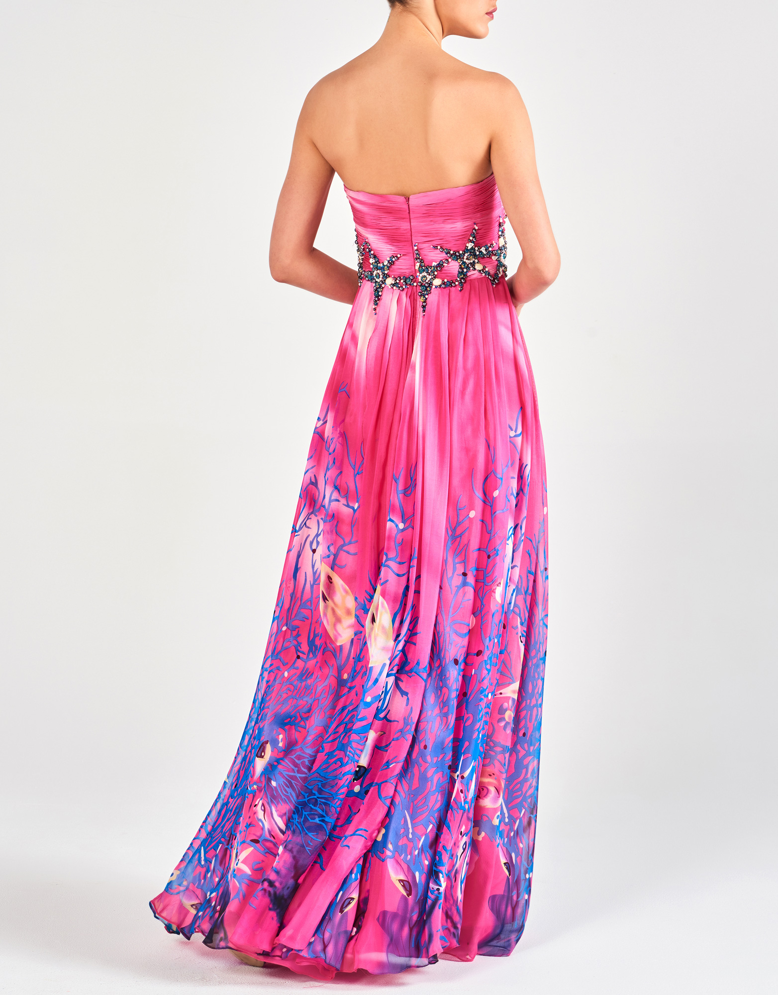 MIRIAM - Φόρεμα μακρύ εμπριμέ στράπλες