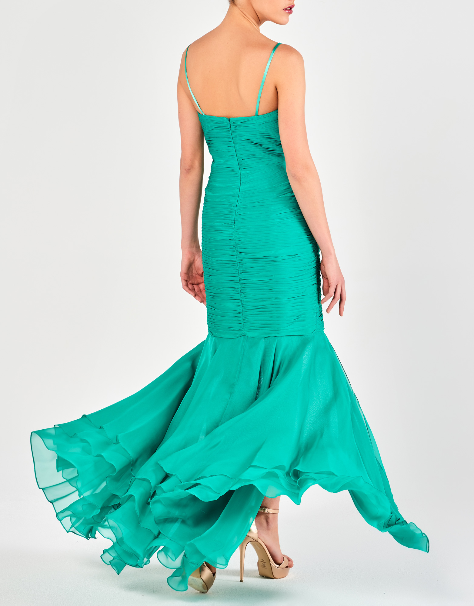 FRANCIS - Φόρεμα βραδινό ασύμμετρο με δαντέλα και κέντημα