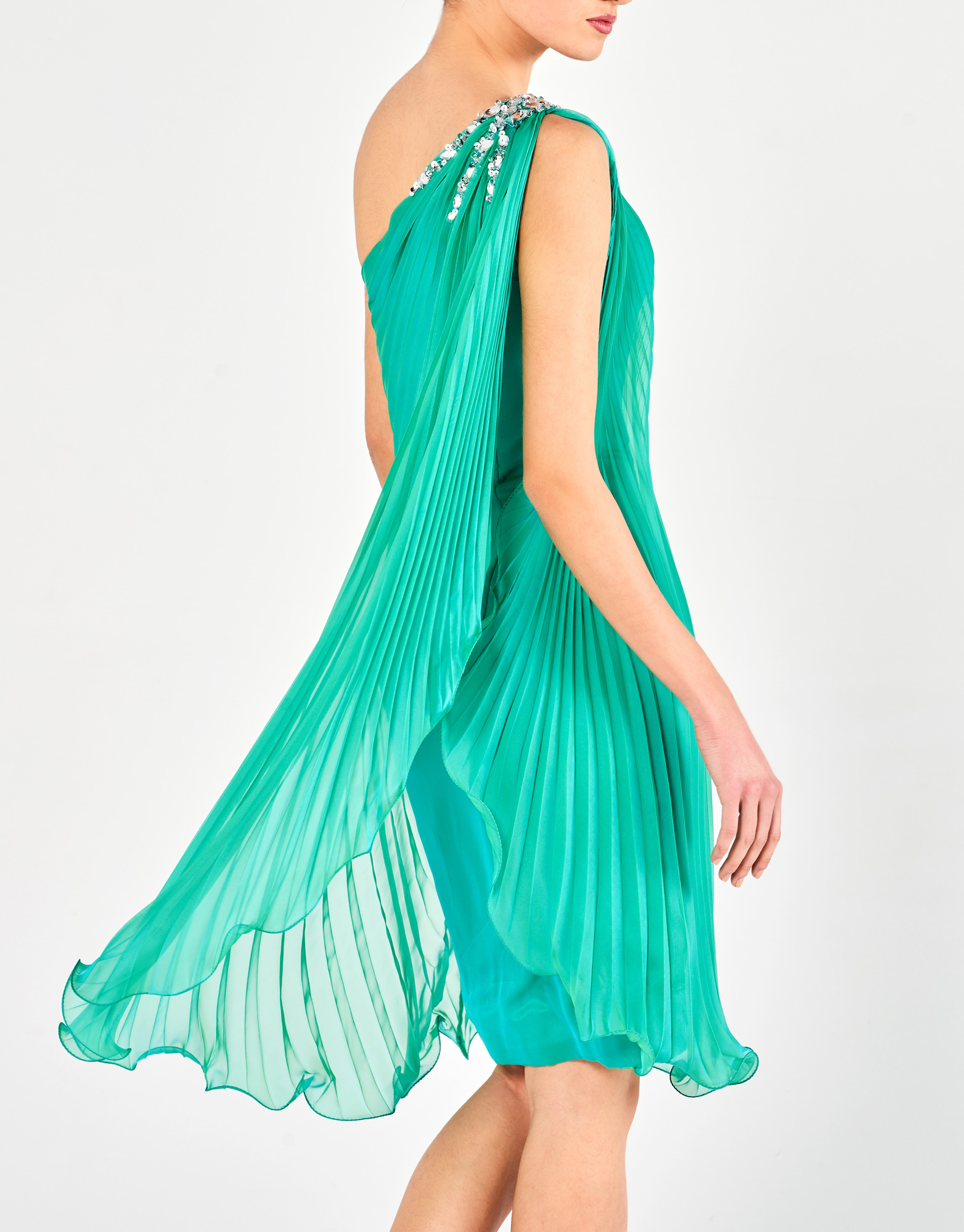 LAUREL - Φόρεμα κοντό πλισσέ με έναν ώμο κοκτέιλ