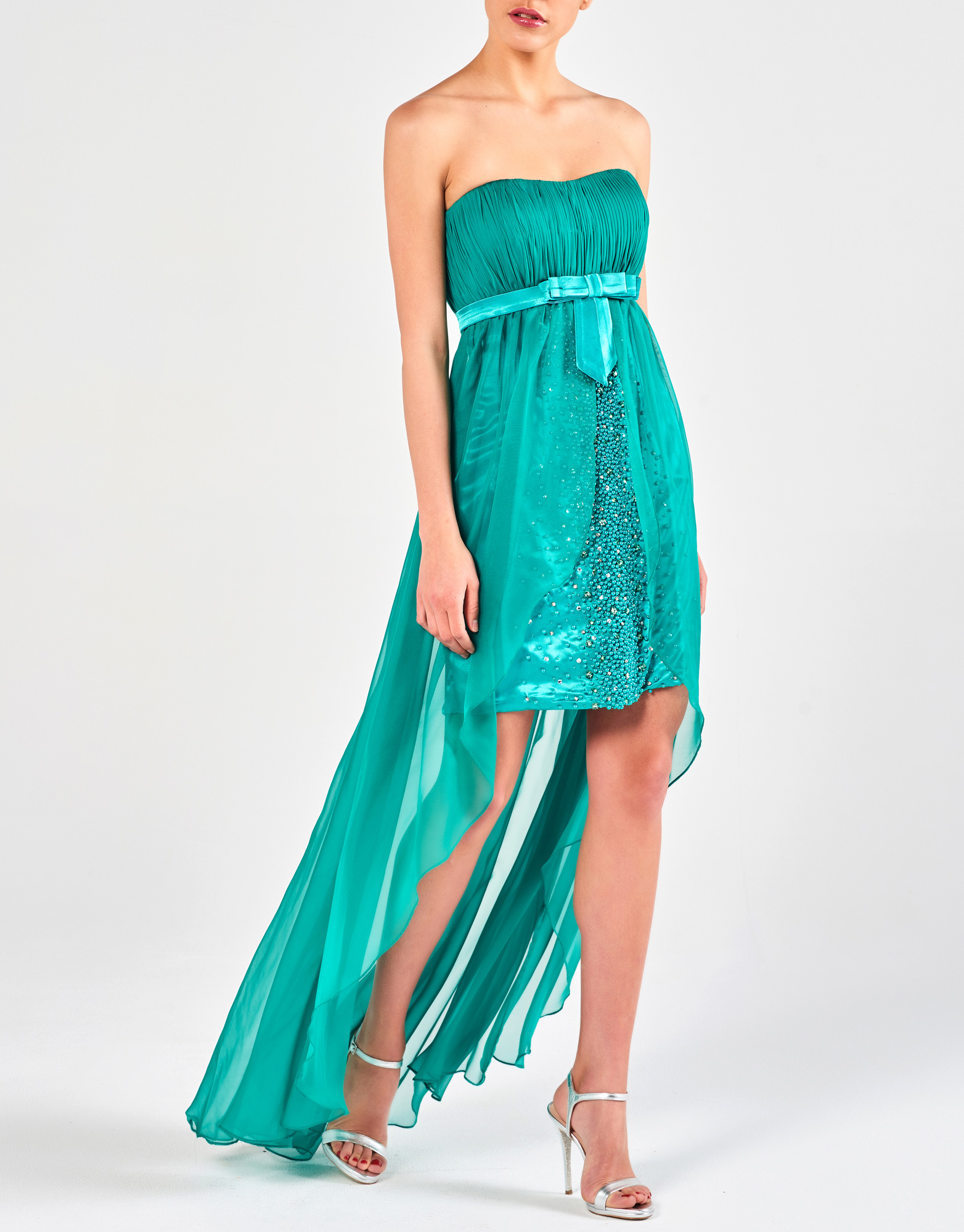 MABEL - Φόρεμα βραδινό ασύμμετρο με κέντημα