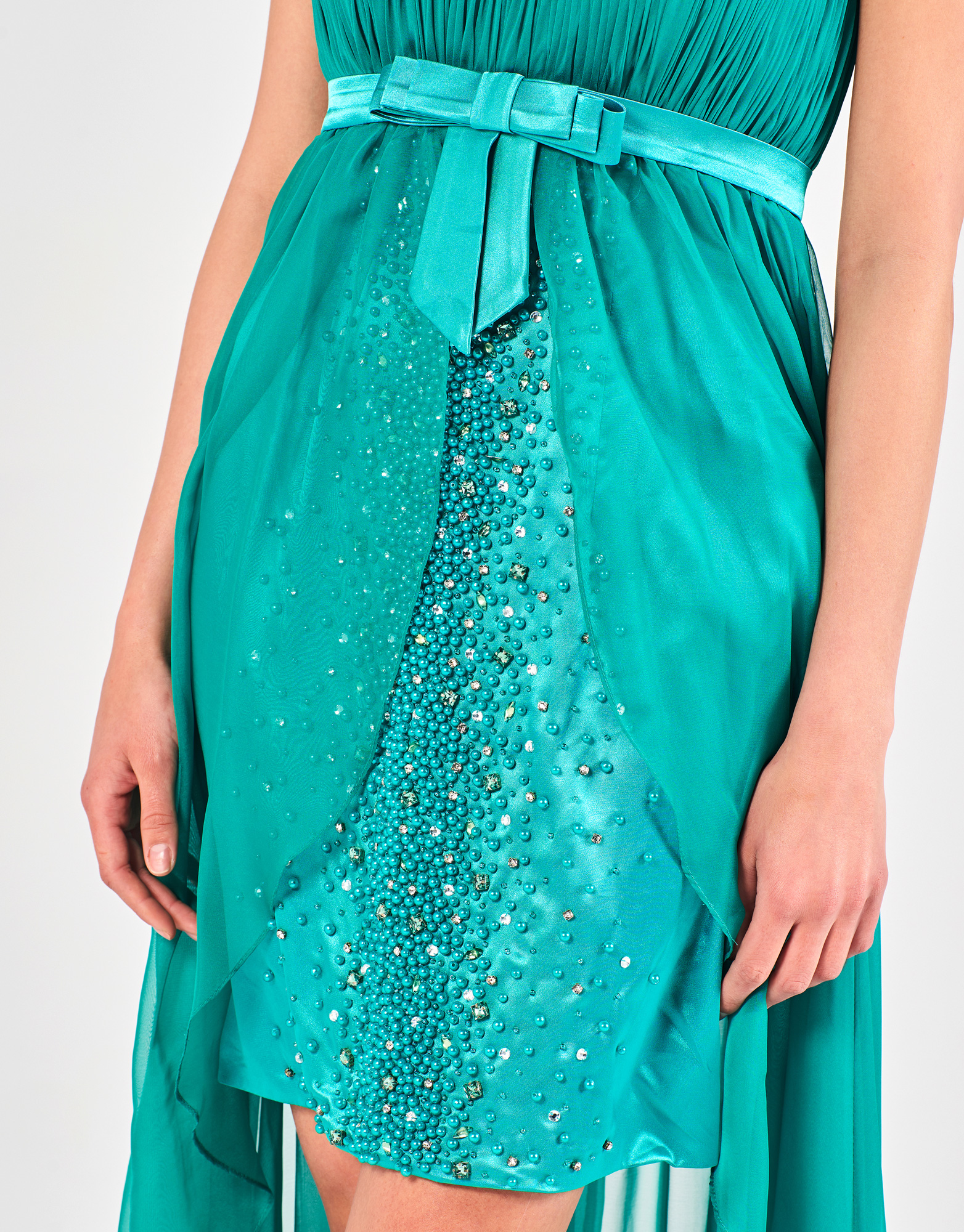 MABEL - Φόρεμα βραδινό ασύμμετρο με κέντημα