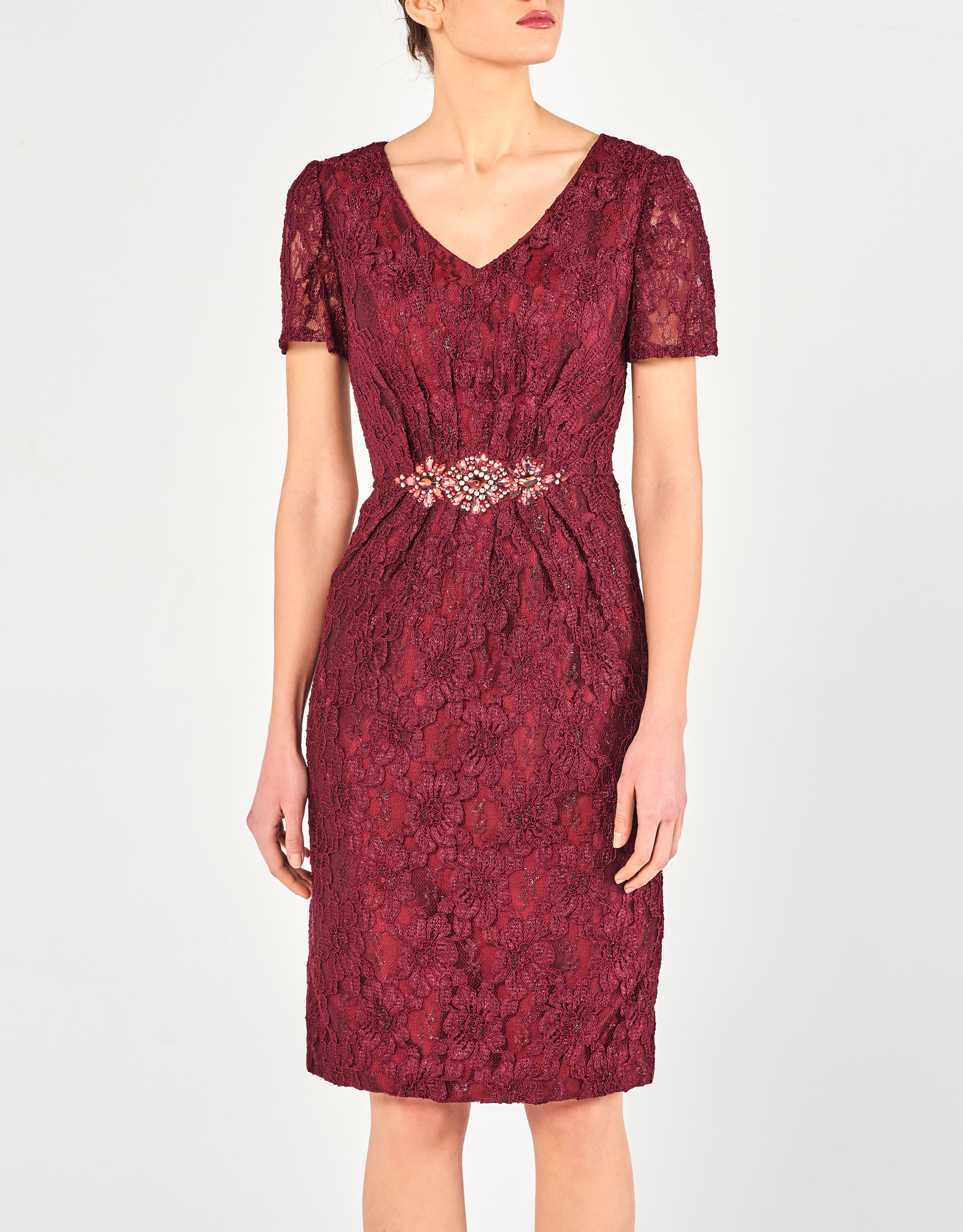 KARIN - Φόρεμα κοντό με δαντέλα και μπορλερό κλασικό